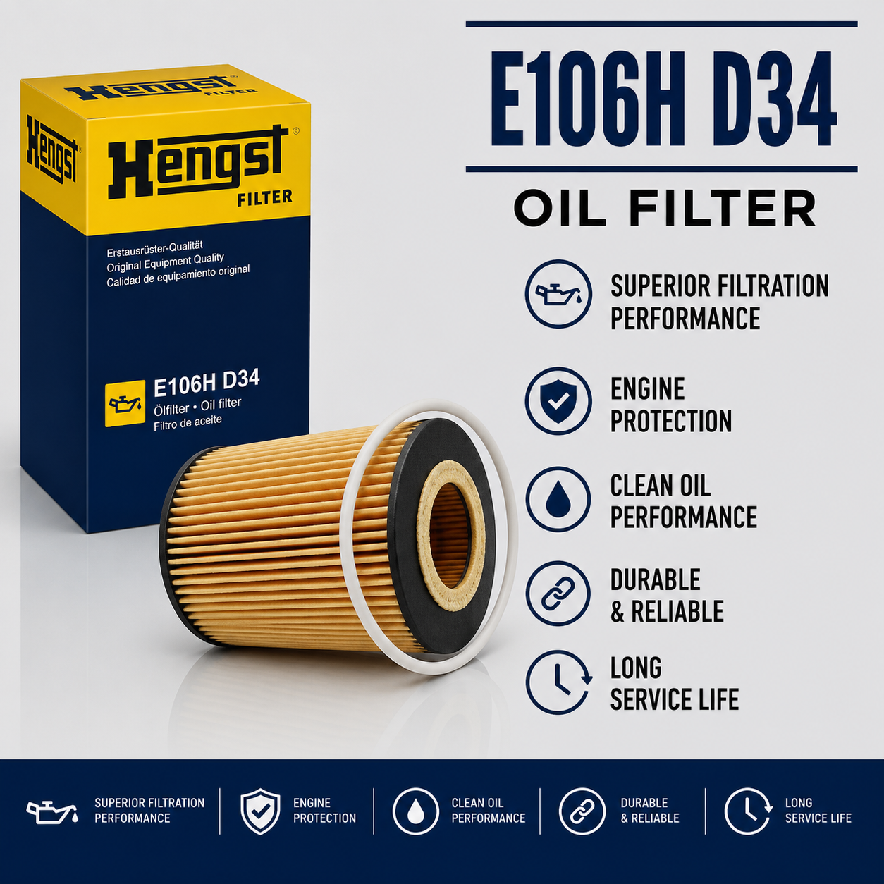 HENGST E106H D34 FILTER--OIL FILTER