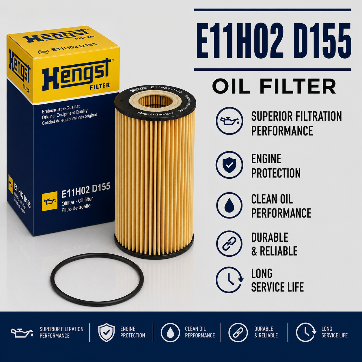 HENGST E11H02 D155 FILTER--OIL FILTER