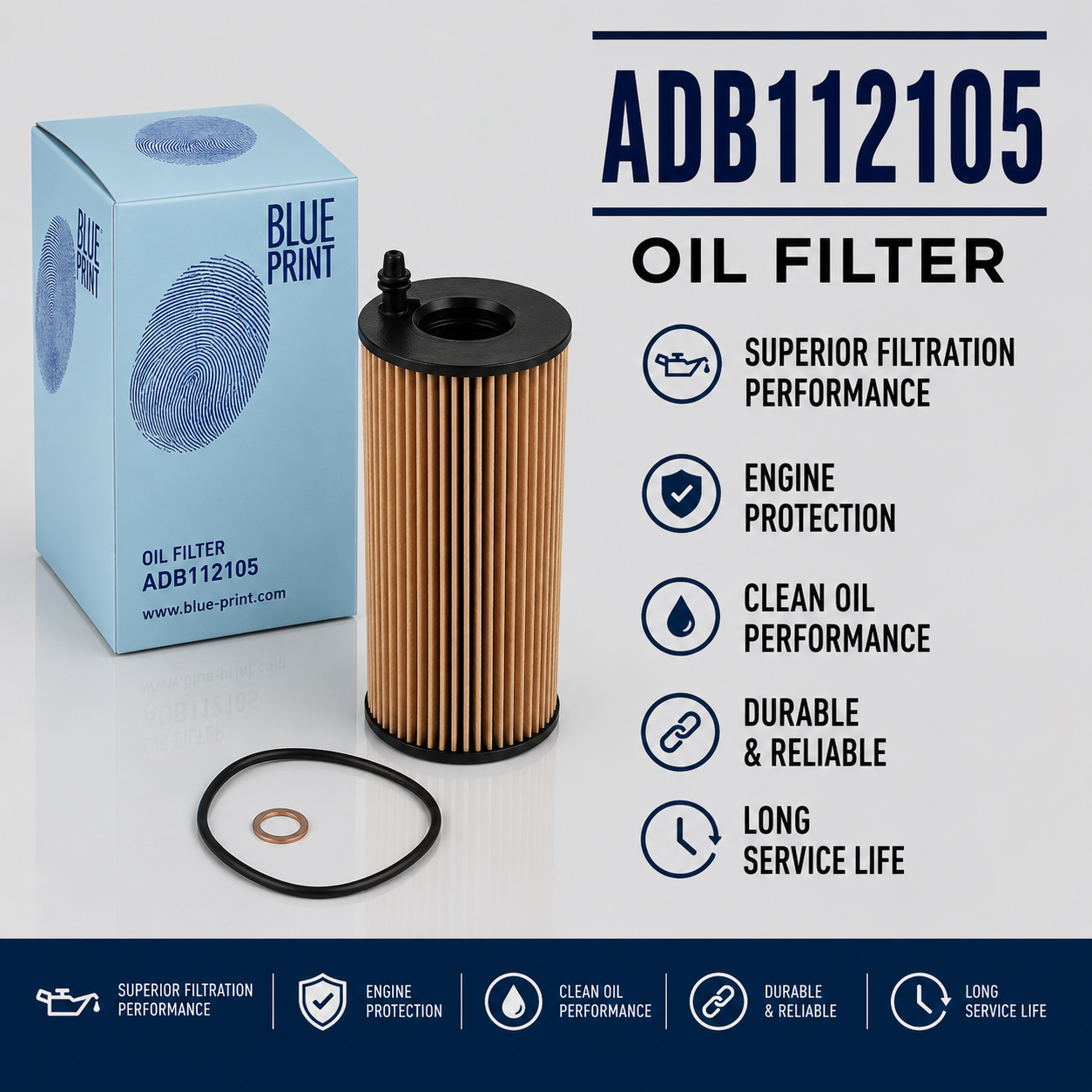 BLUE PRINT ADB112105 FILTER--OIL FILTER