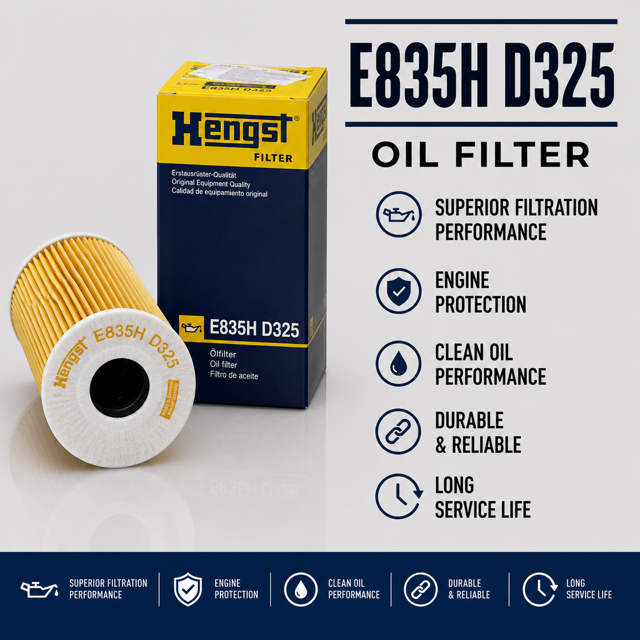 HENGST E835H D325 FILTER--OIL FILTER