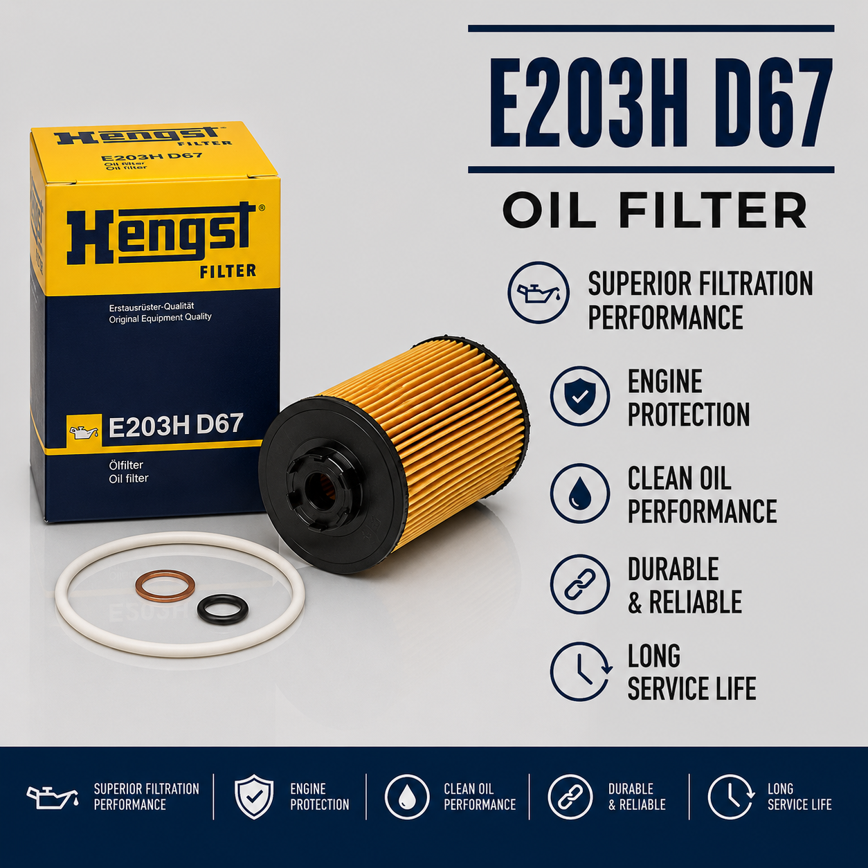 HENGST E203H D67 FILTER--OIL FILTER