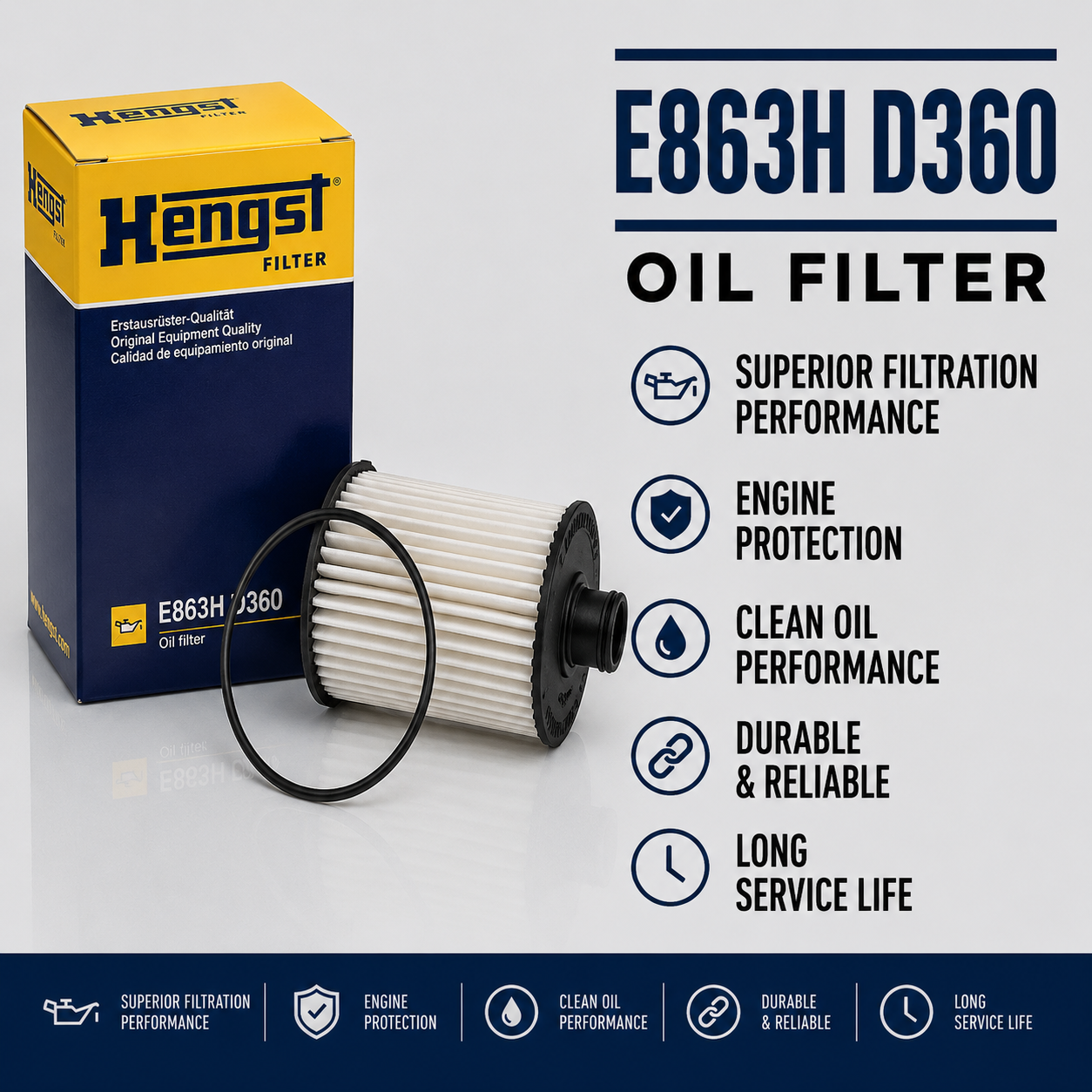 HENGST E863H D360 FILTER--OIL FILTER
