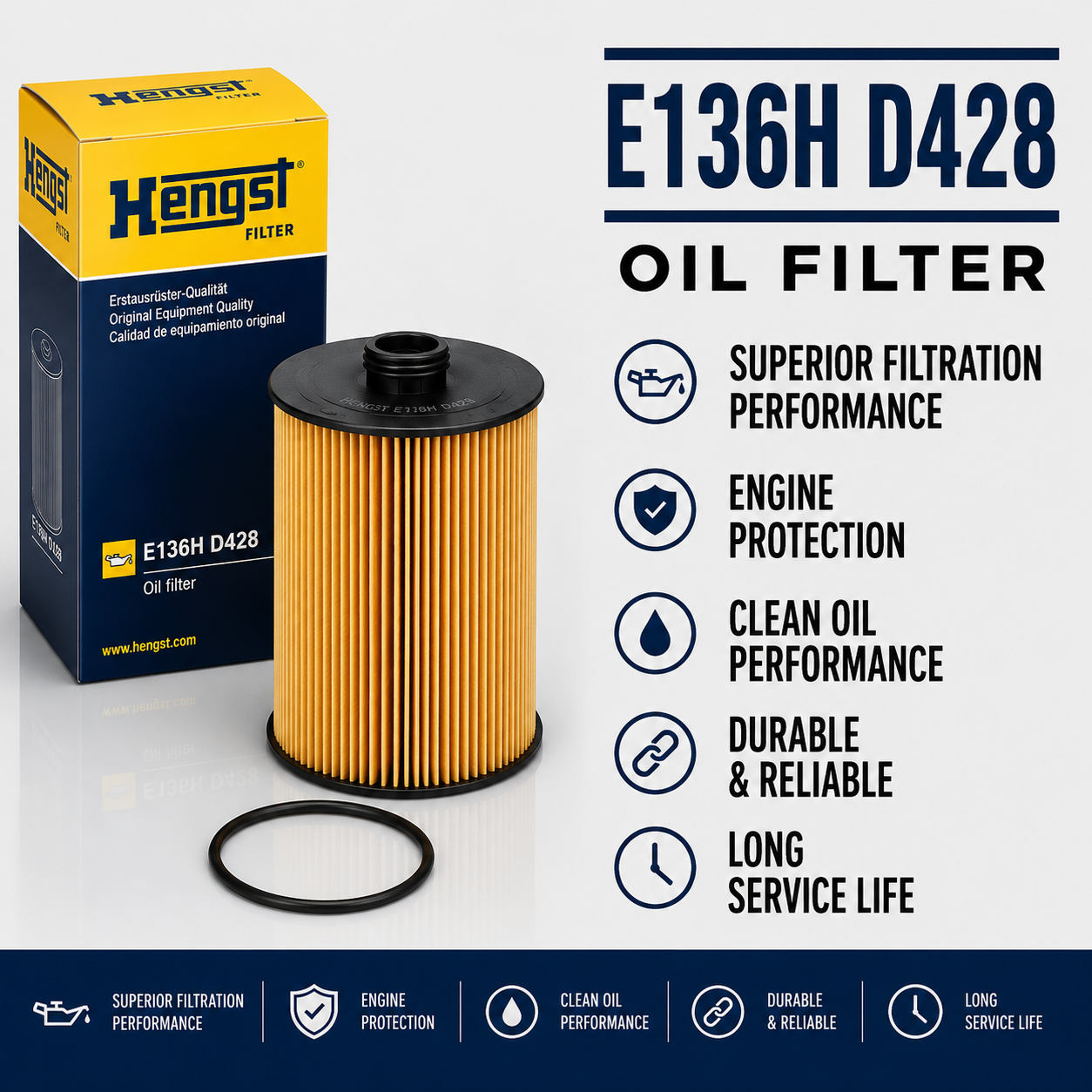 HENGST E136H D428 FILTER--OIL FILTER