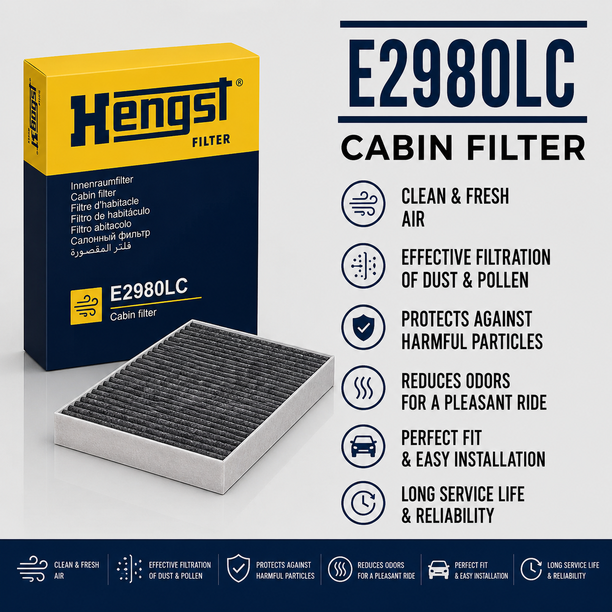HENGST E2980LC FILTER-- CABIN FILTER