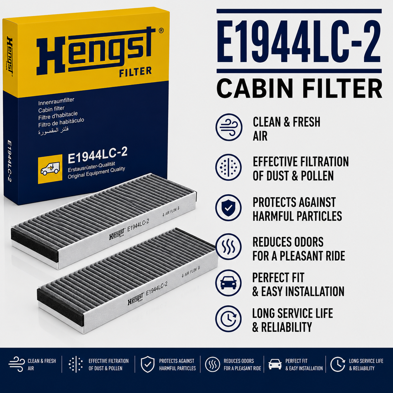 HENGST E1944LC-2 FILTER-- CABIN FILTER