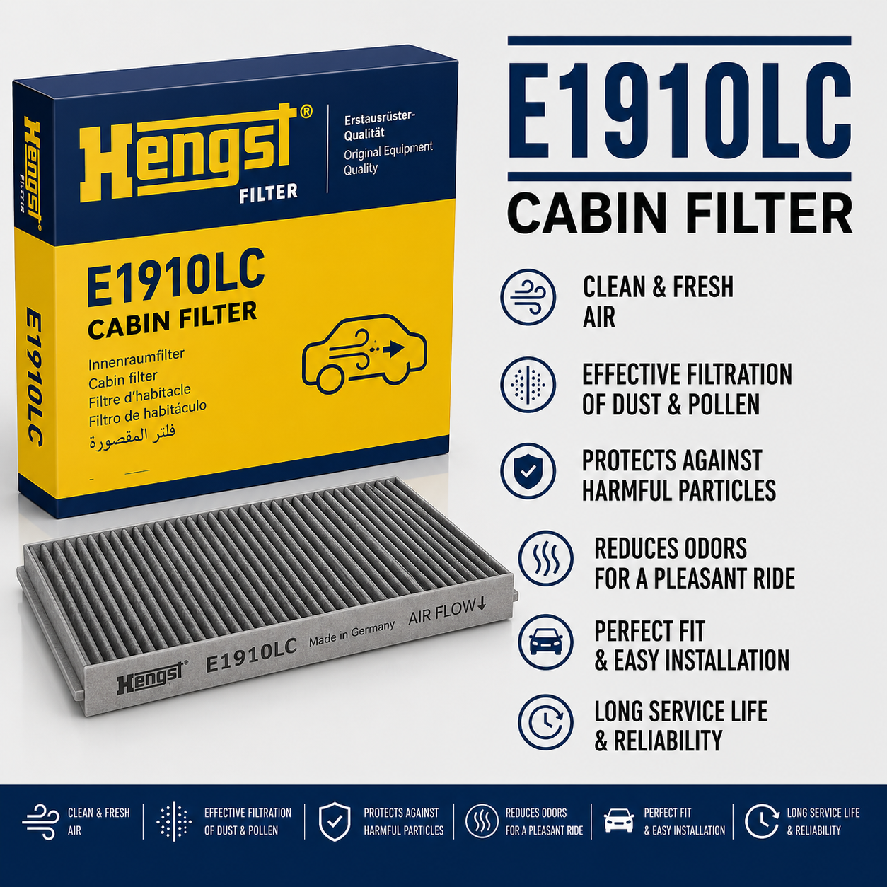 HENGST E1910LC FILTER-- CABIN FILTER