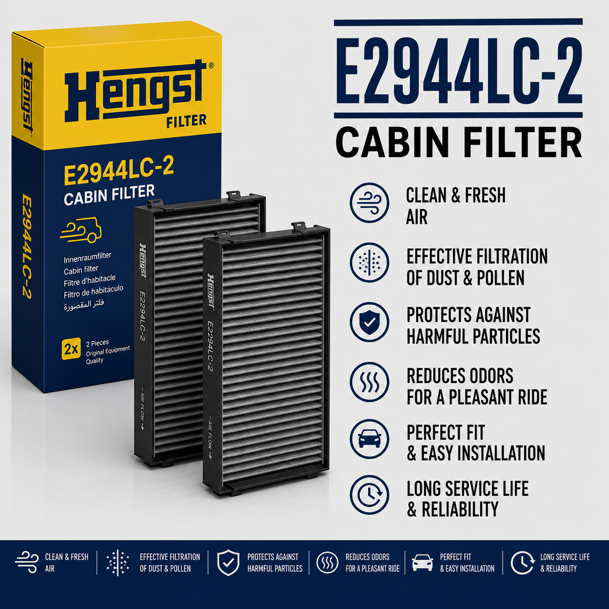 HENGST E2944LC-2 FILTER-- CABIN FILTER