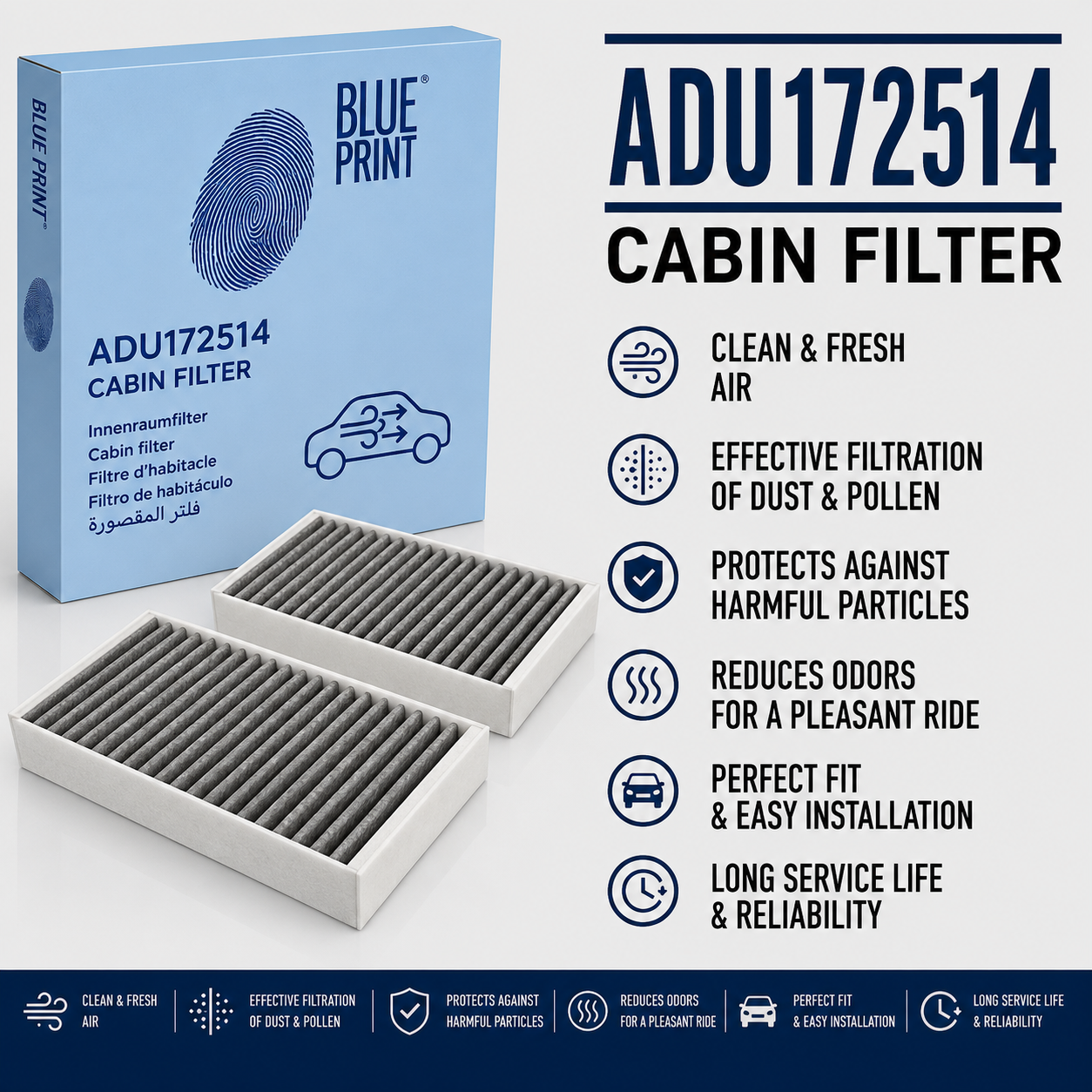 BLUE PRINT ADU172514 FILTER-- CABIN FILTER