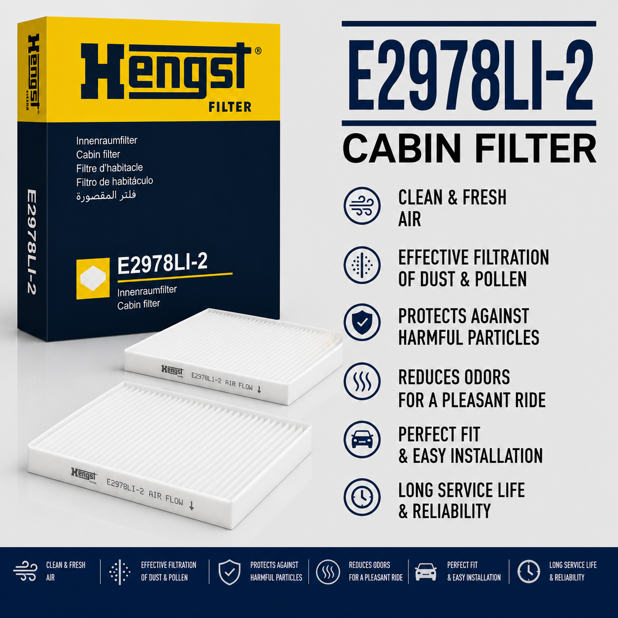 HENGST E2978LI-2 FILTER-- CABIN FILTER