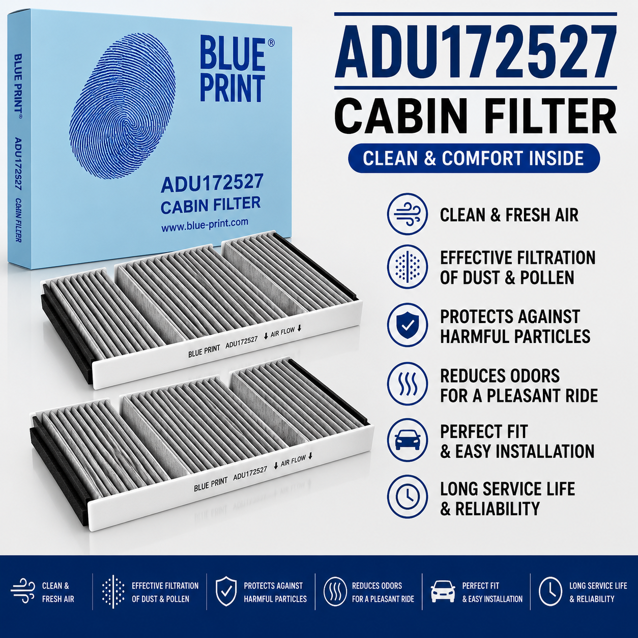 BLUE PRINT ADU172527 FILTER-- CABIN FILTER