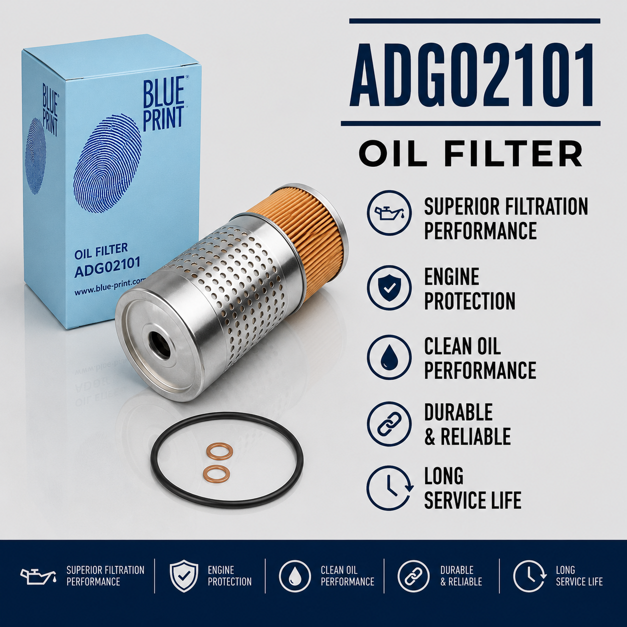 BLUE PRINT ADG02101 FILTER--OIL FILTER