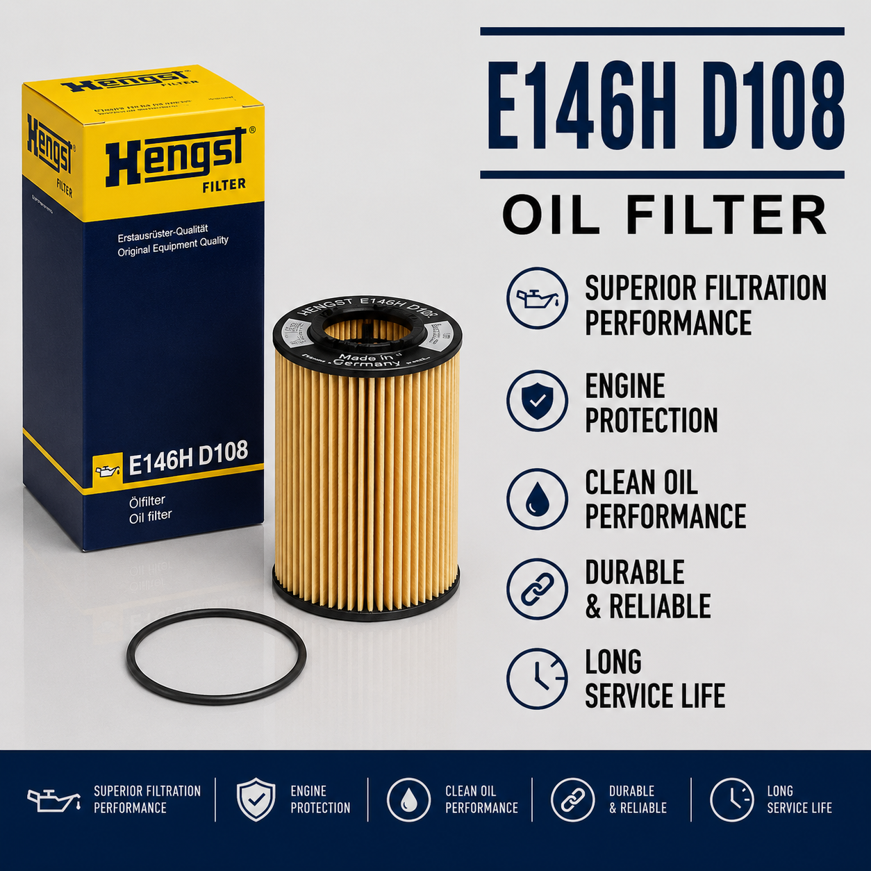 HENGST E146H D108 FILTER--OIL FILTER