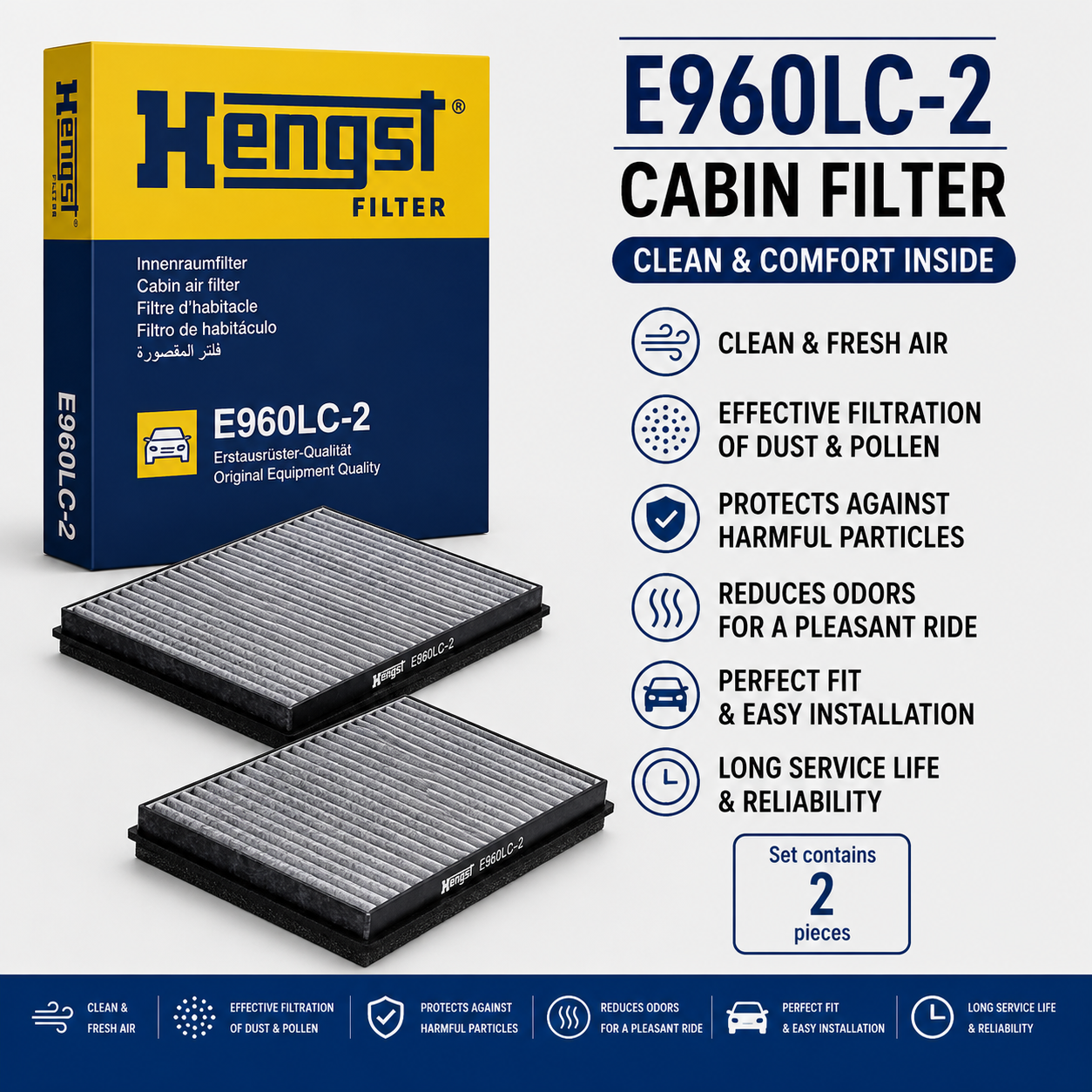 HENGST E960LC-2 FILTER-- CABIN FILTER