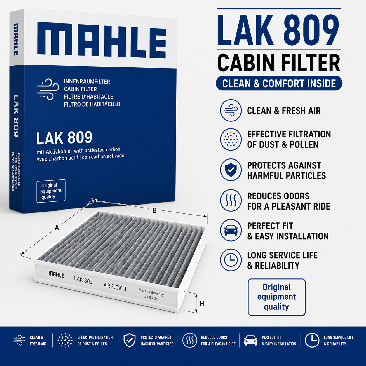 MAHLE LAK 809 FILTER-- CABIN FILTER