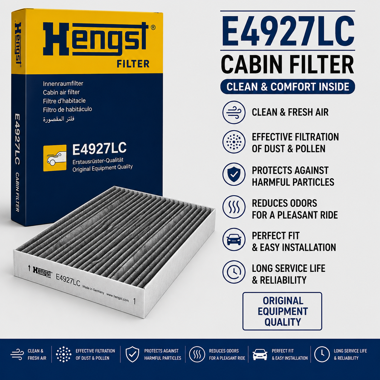 HENGST E4927LC FILTER-- CABIN FILTER