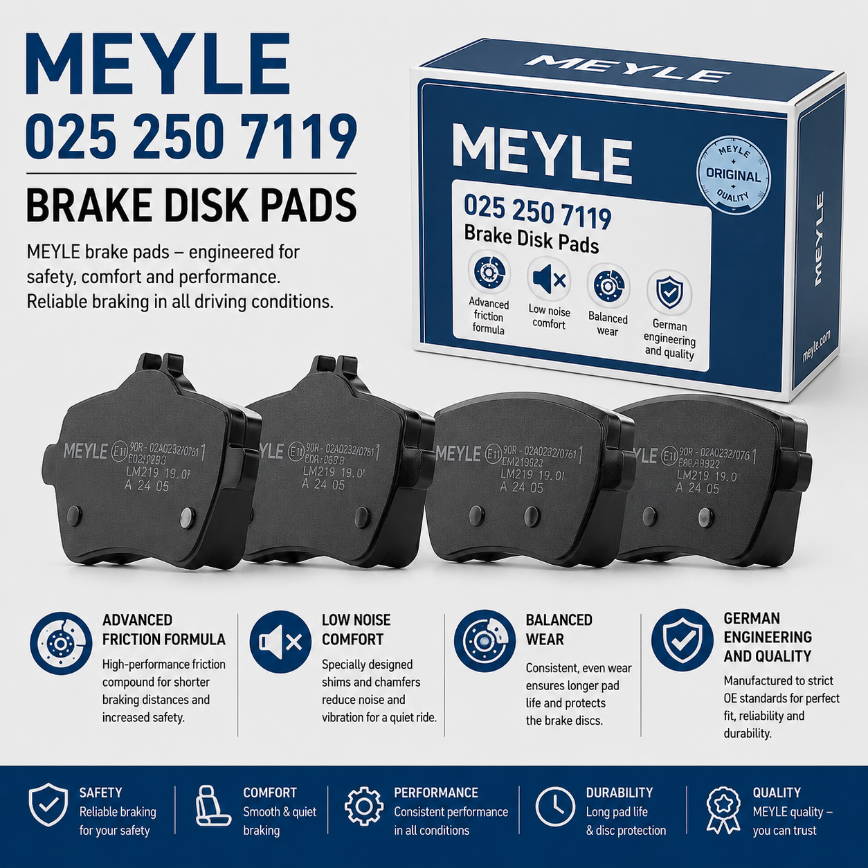 MEYLE 025 250 7119 Brakes, Brake Disk Pads
