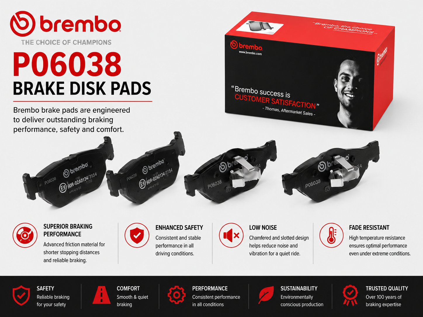 BREMBO P06038 Brakes, Brake Disk Pads
