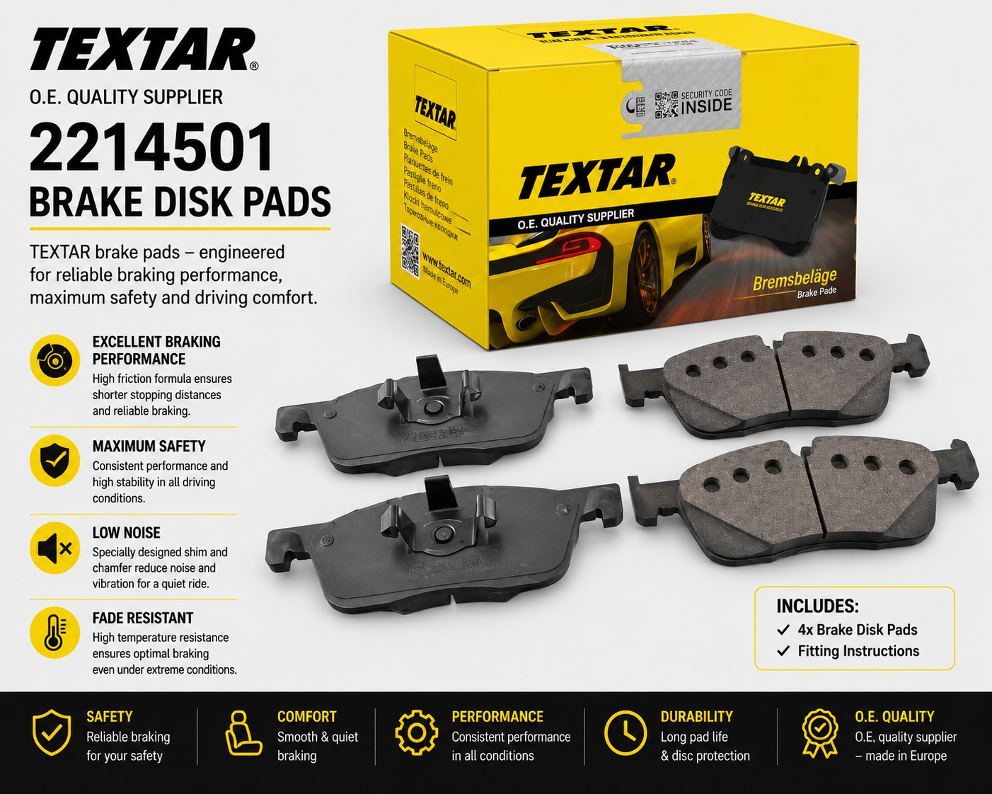 TEXTAR 2214501 Brakes, Brake Disk Pads