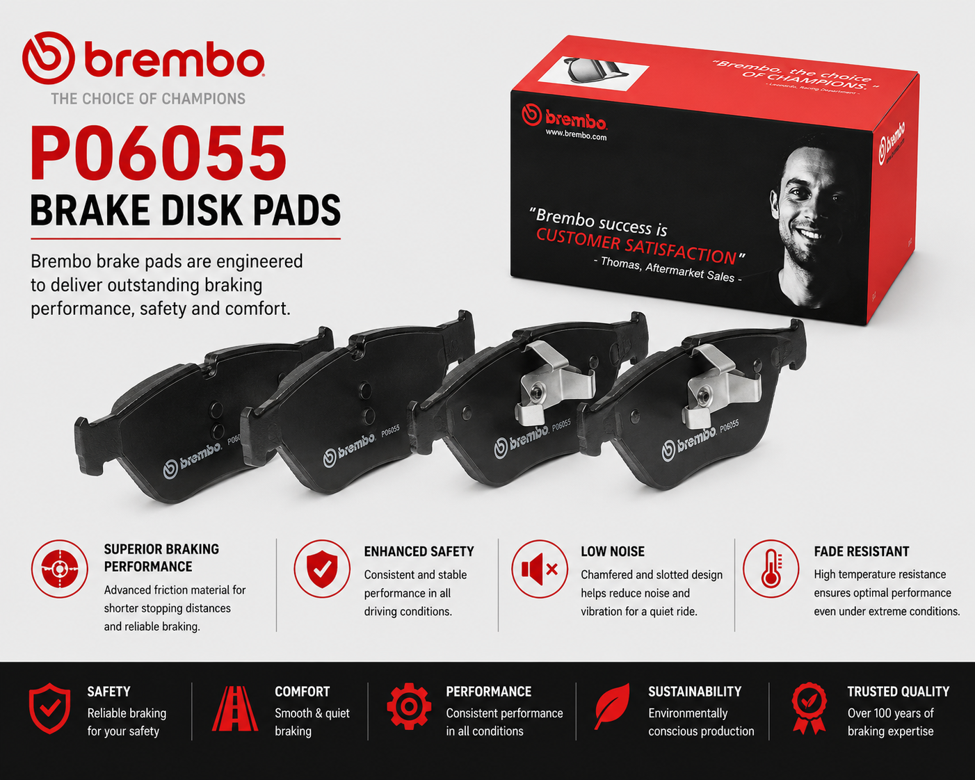 BREMBO P06055 Brakes, Brake Disk Pads