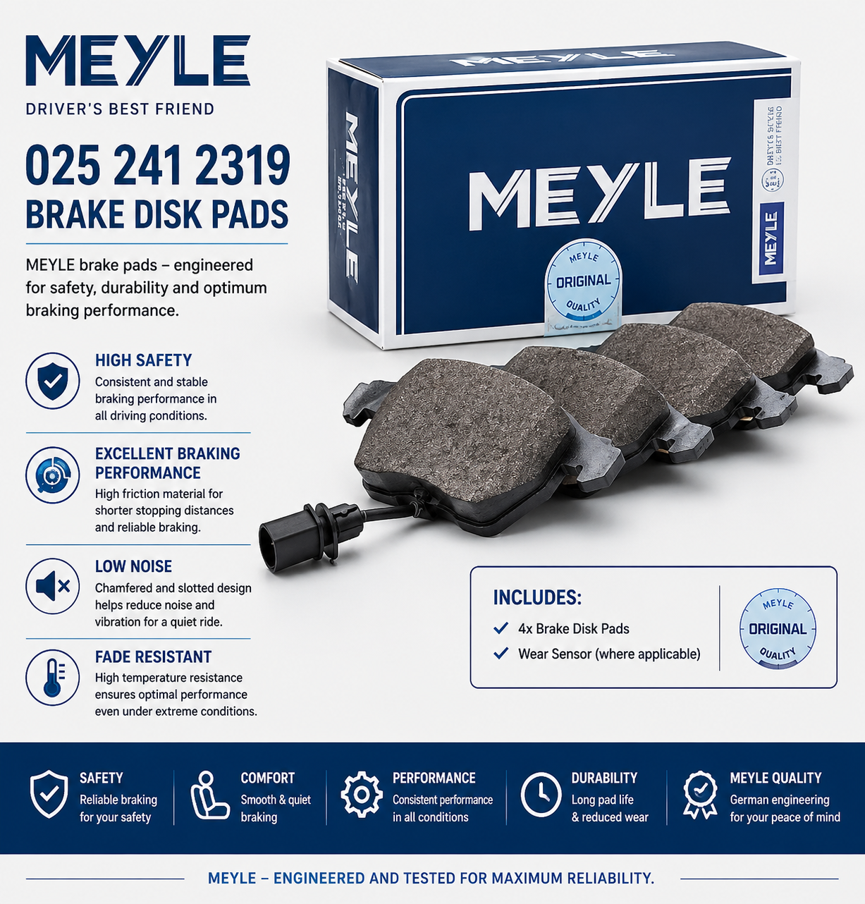 MEYLE 025 241 2319 Brakes, Brake Disk Pads