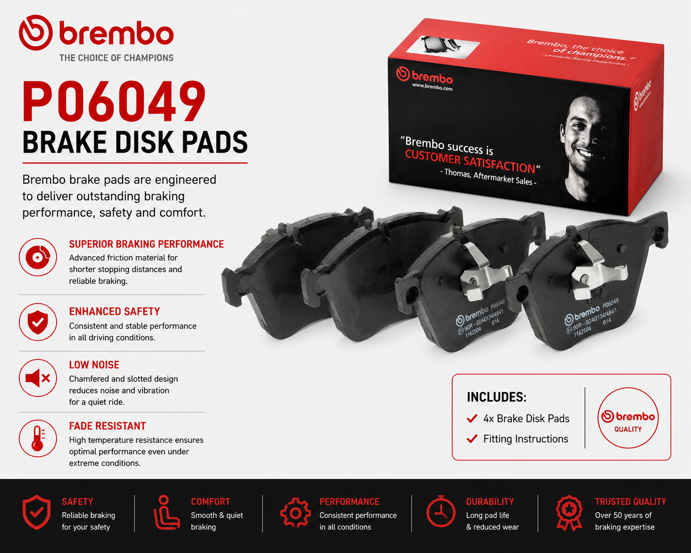 BREMBO P06049 Brakes, Brake Disk Pads
