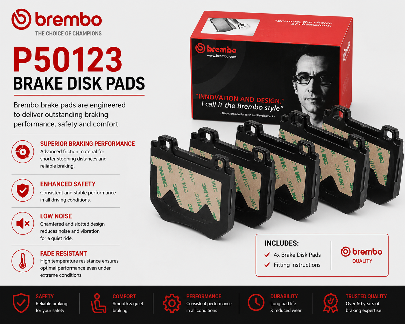 BREMBO P50123 Brakes, Brake Disk Pads