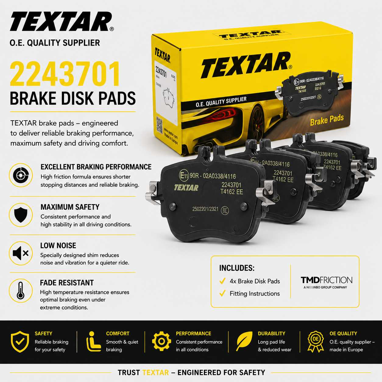 TEXTAR 2243701 Brakes, Brake Disk Pads