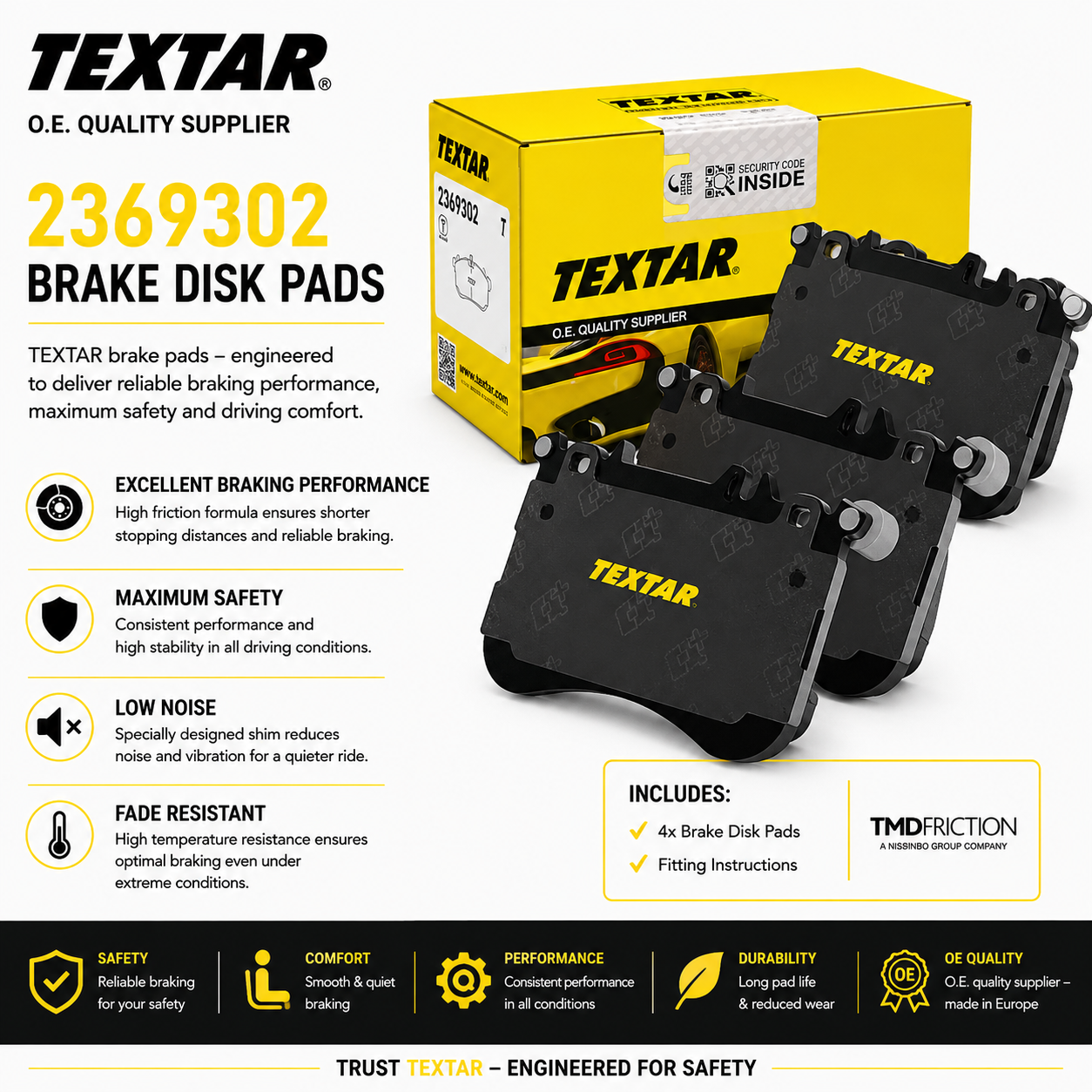 TEXTAR 2369302 Brakes, Brake Disk Pads