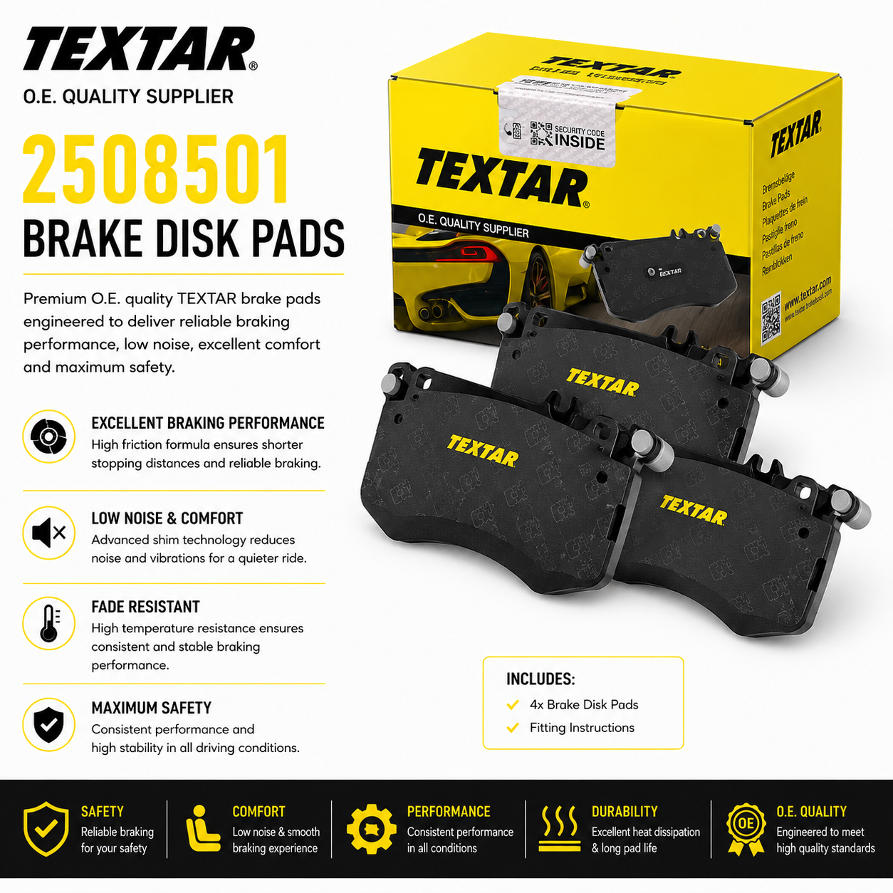 TEXTAR 2508501 Brakes, Brake Disk Pads