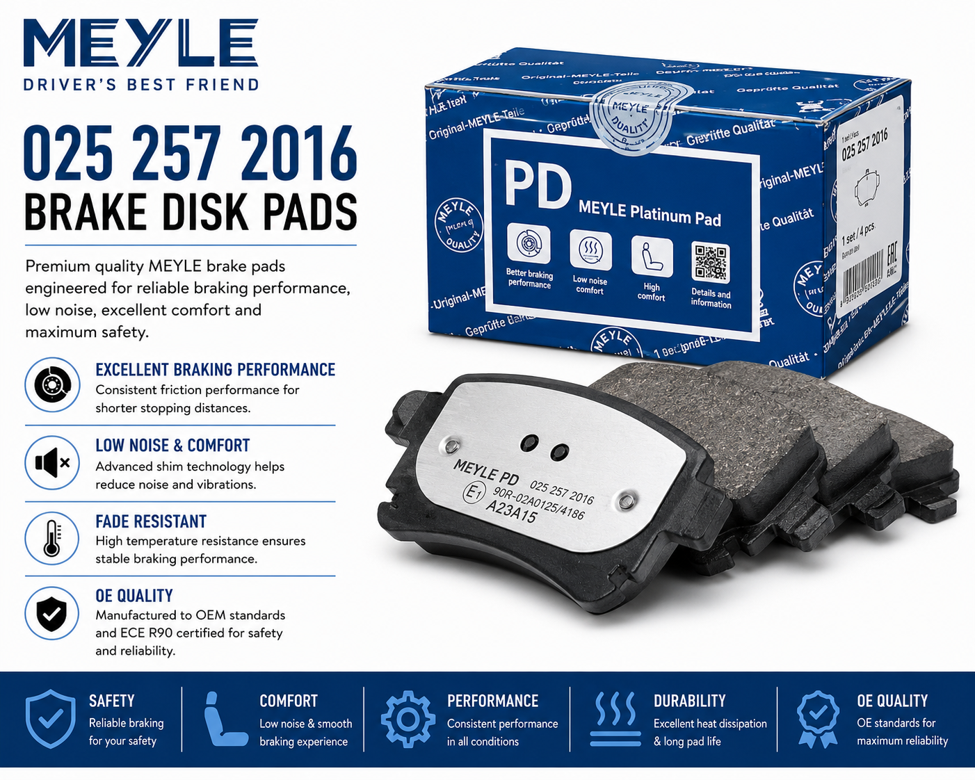 MEYLE 025 257 2016 Brakes, Brake Disk Pads