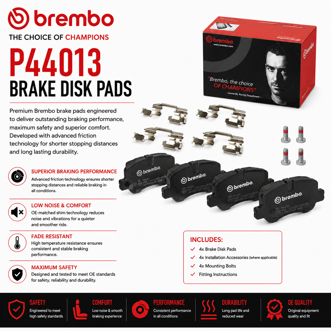 BREMBO P44013 Brakes, Brake Disk Pads
