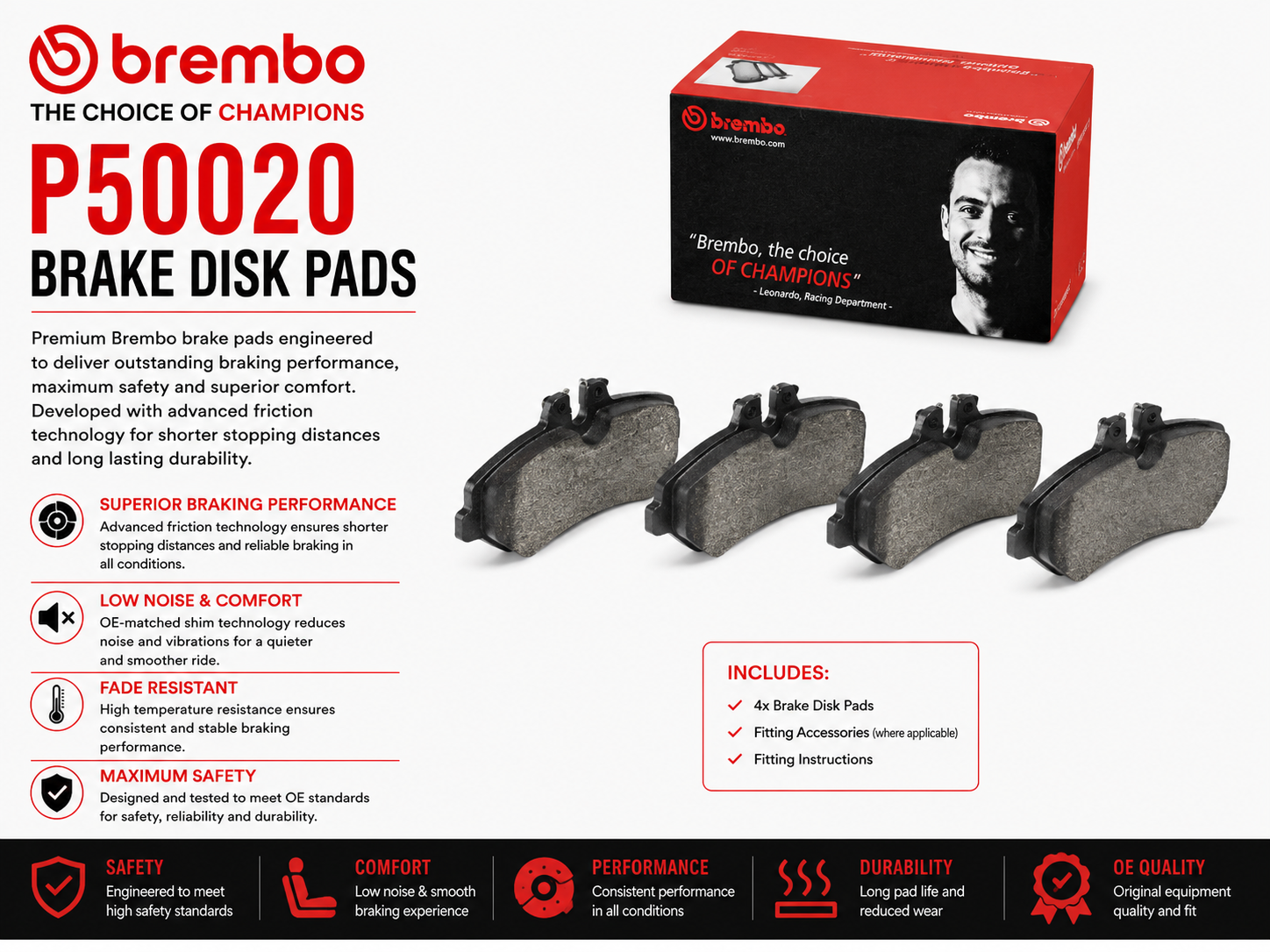 BREMBO P50020 Brakes, Brake Disk Pads