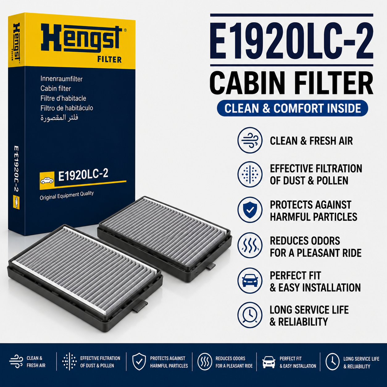 HENGST E1920LC-2 FILTER-- CABIN FILTER
