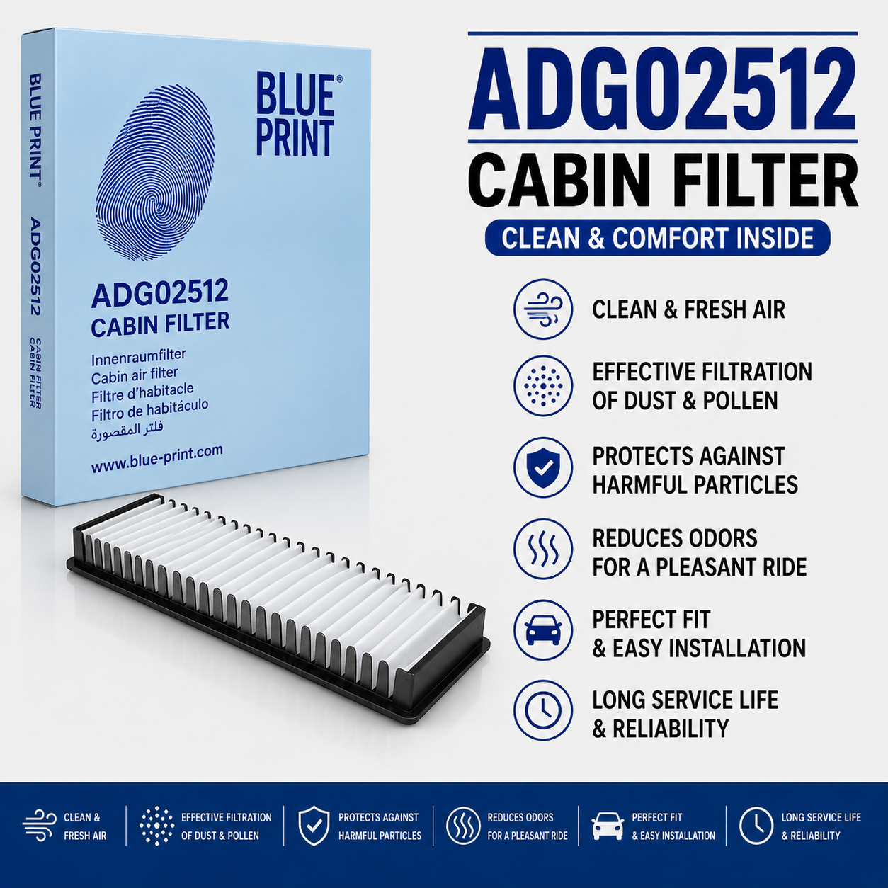 BLUE PRINT ADG02512 FILTER-- CABIN FILTER