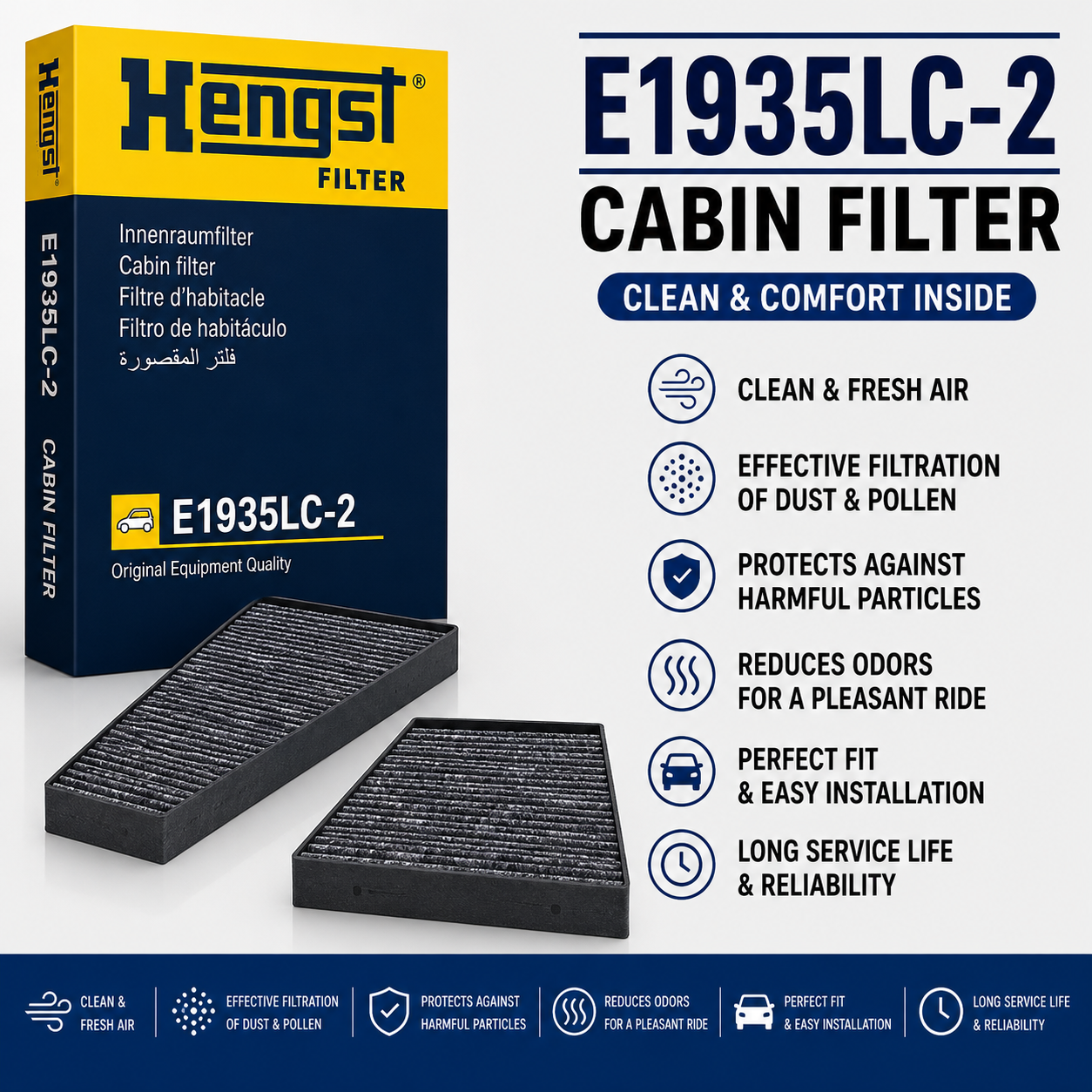 HENGST E1935LC-2 FILTER-- CABIN FILTER