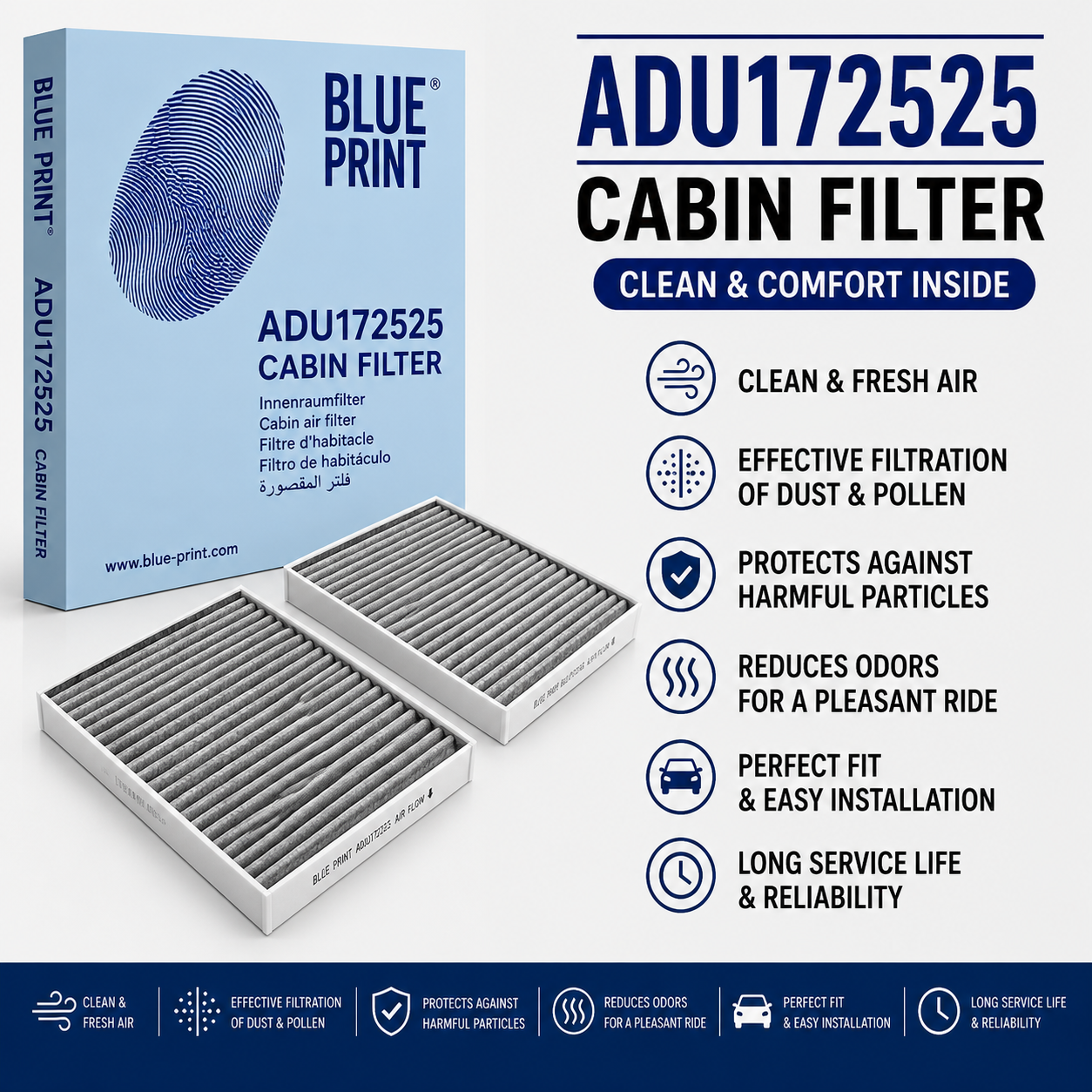 BLUE PRINT ADU172525 FILTER-- CABIN FILTER