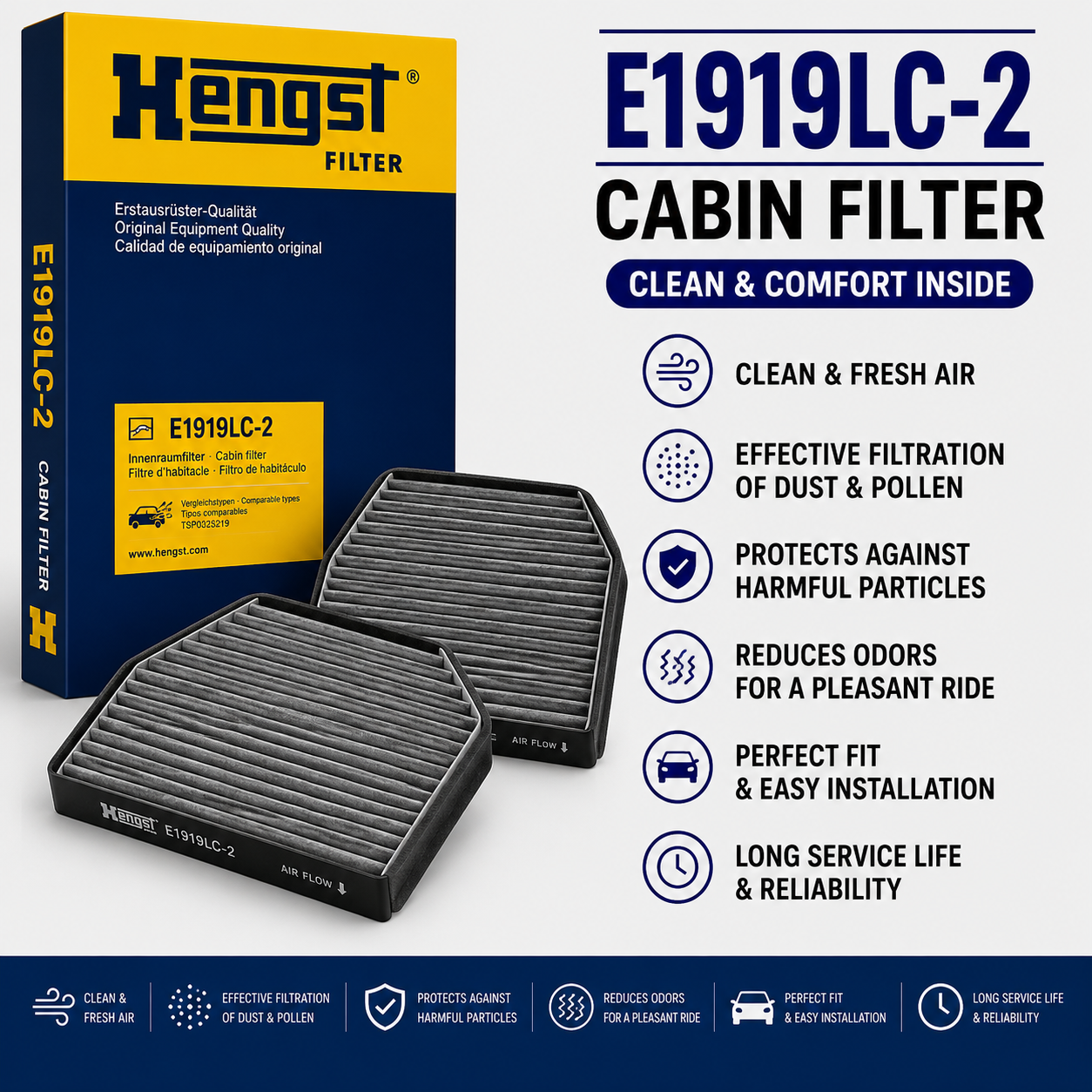 HENGST E1919LC-2 FILTER-- CABIN FILTER