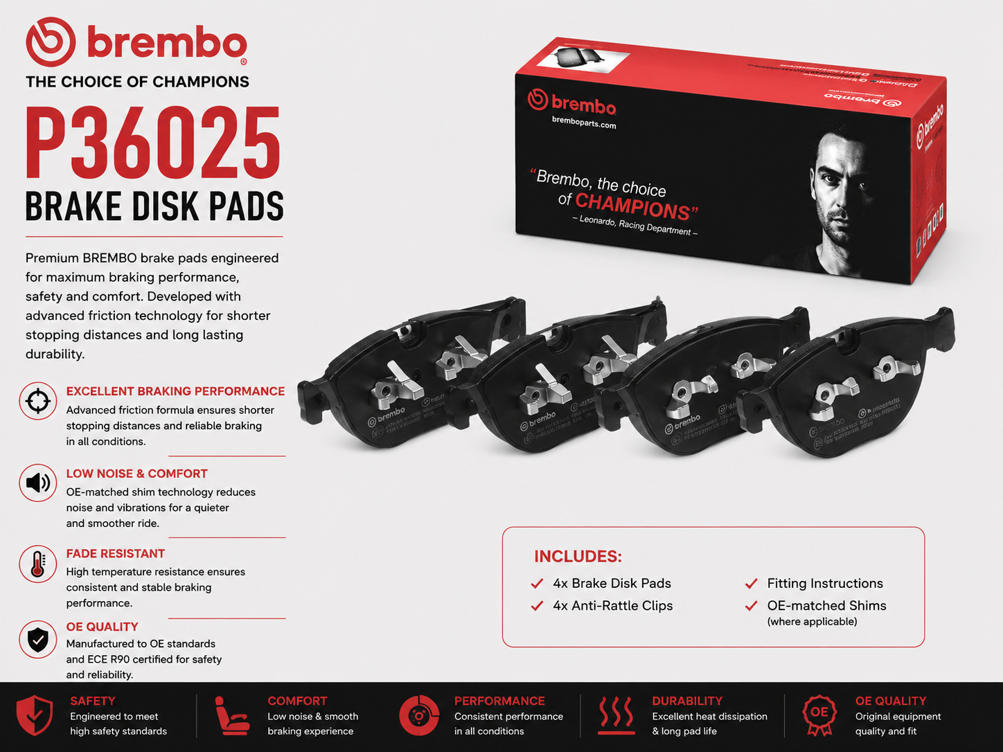 BREMBO P36025 Brakes, Brake Disk Pads