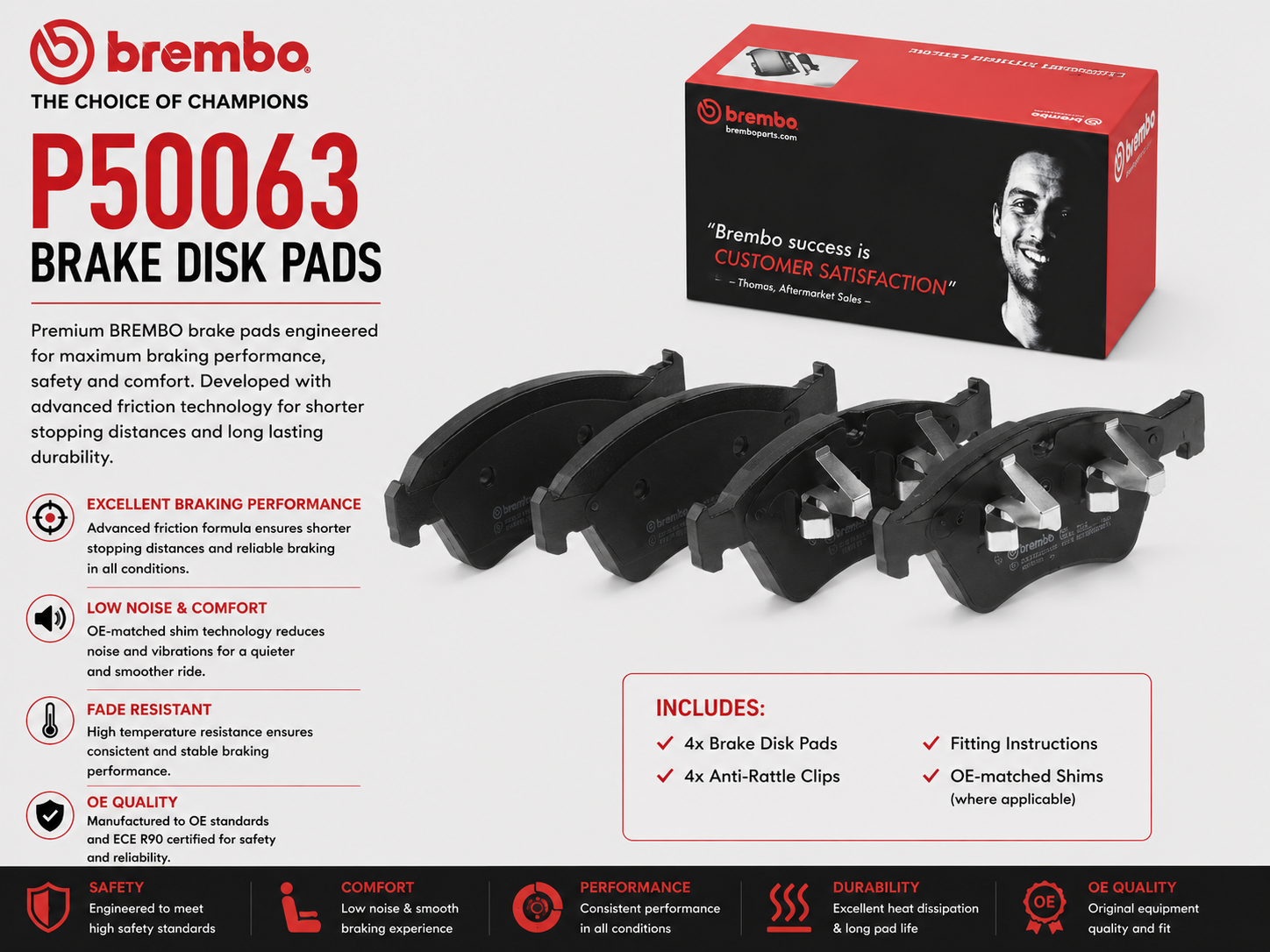 BREMBO P50063 Brakes, Brake Disk Pads