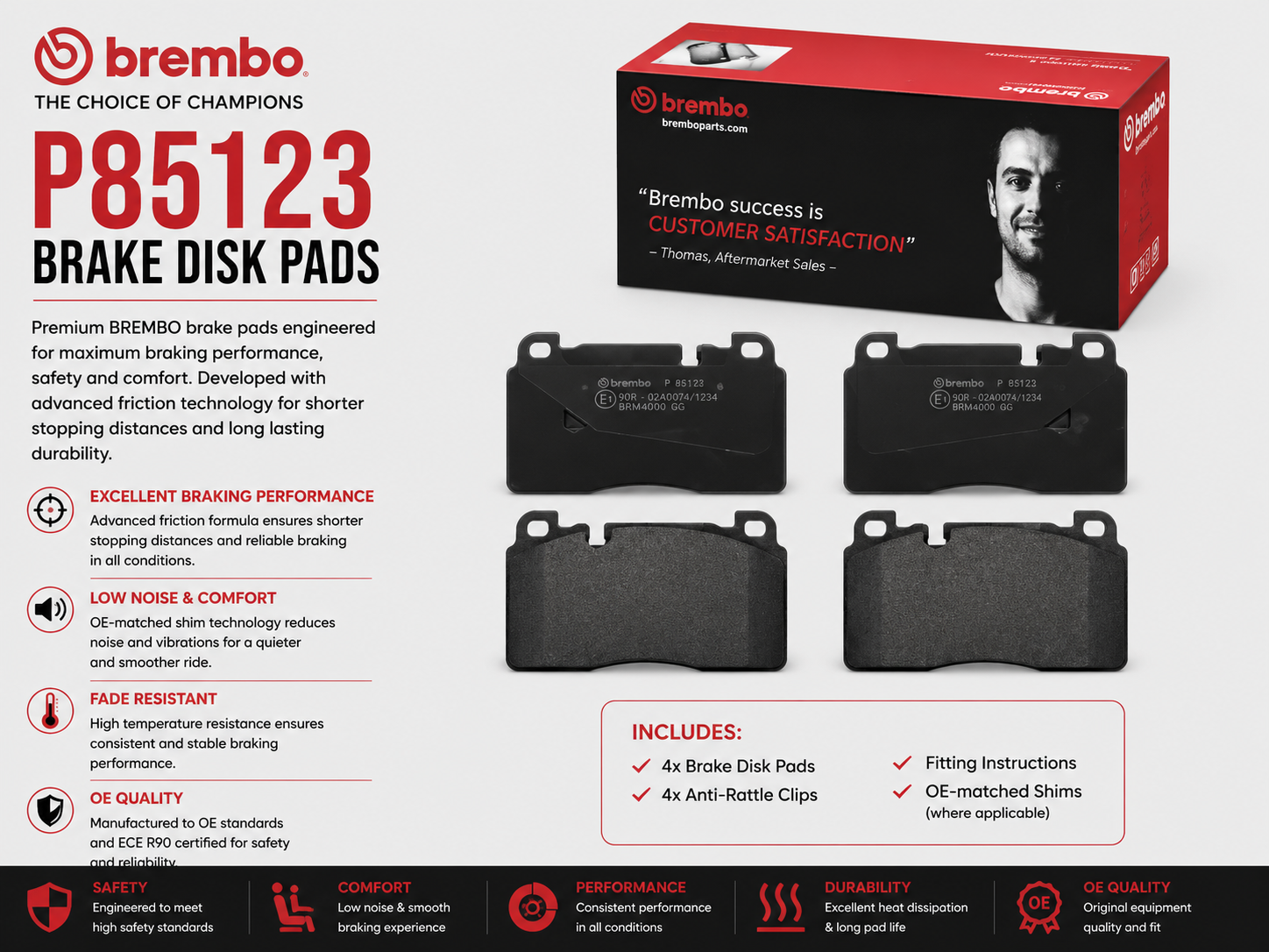 BREMBO P85123 Brakes, Brake Disk Pads