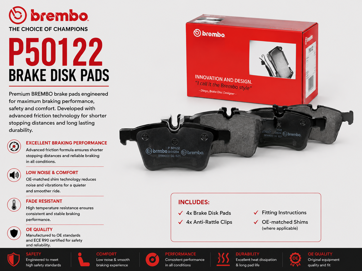 BREMBO P50122 Brakes, Brake Disk Pads