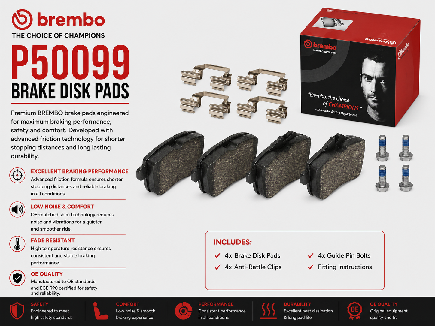 BREMBO P50099 Brakes, Brake Disk Pads