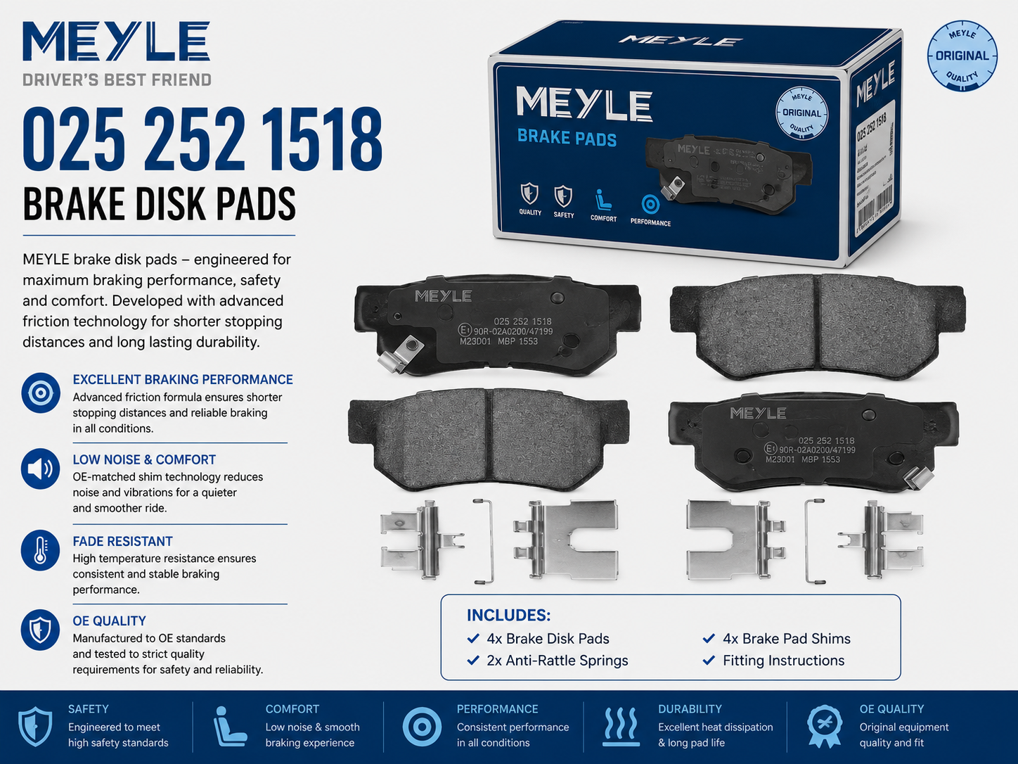 MEYLE 025 252 1518 Brakes, Brake Disk Pads