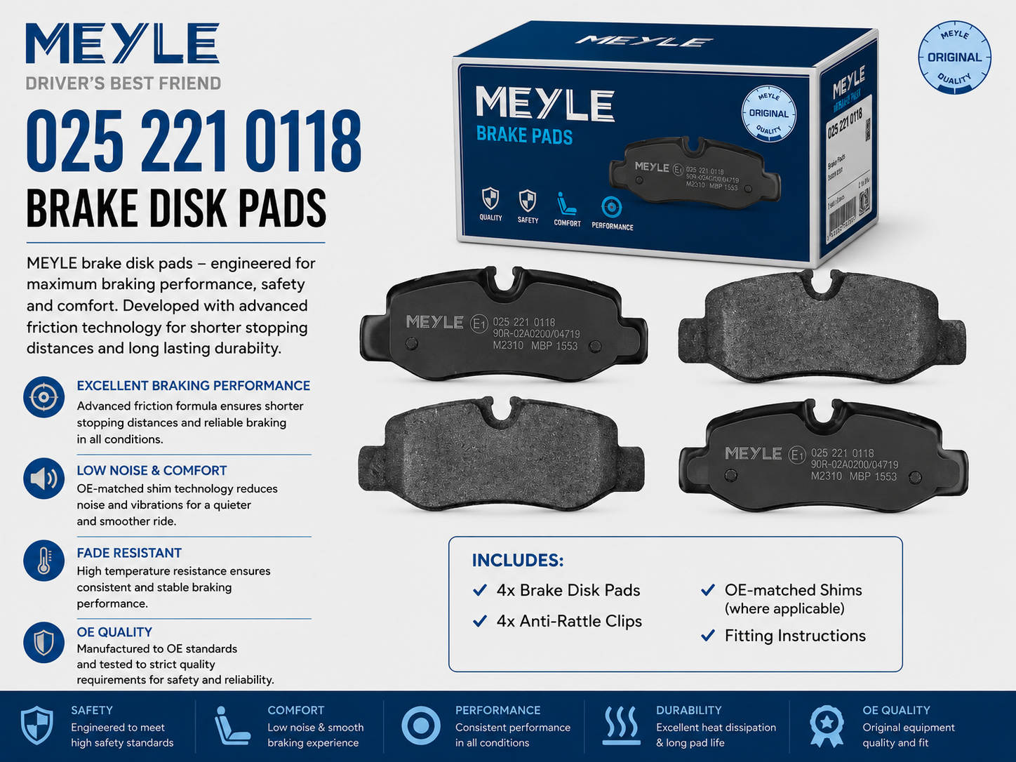 MEYLE 025 221 0118 Brakes, Brake Disk Pads