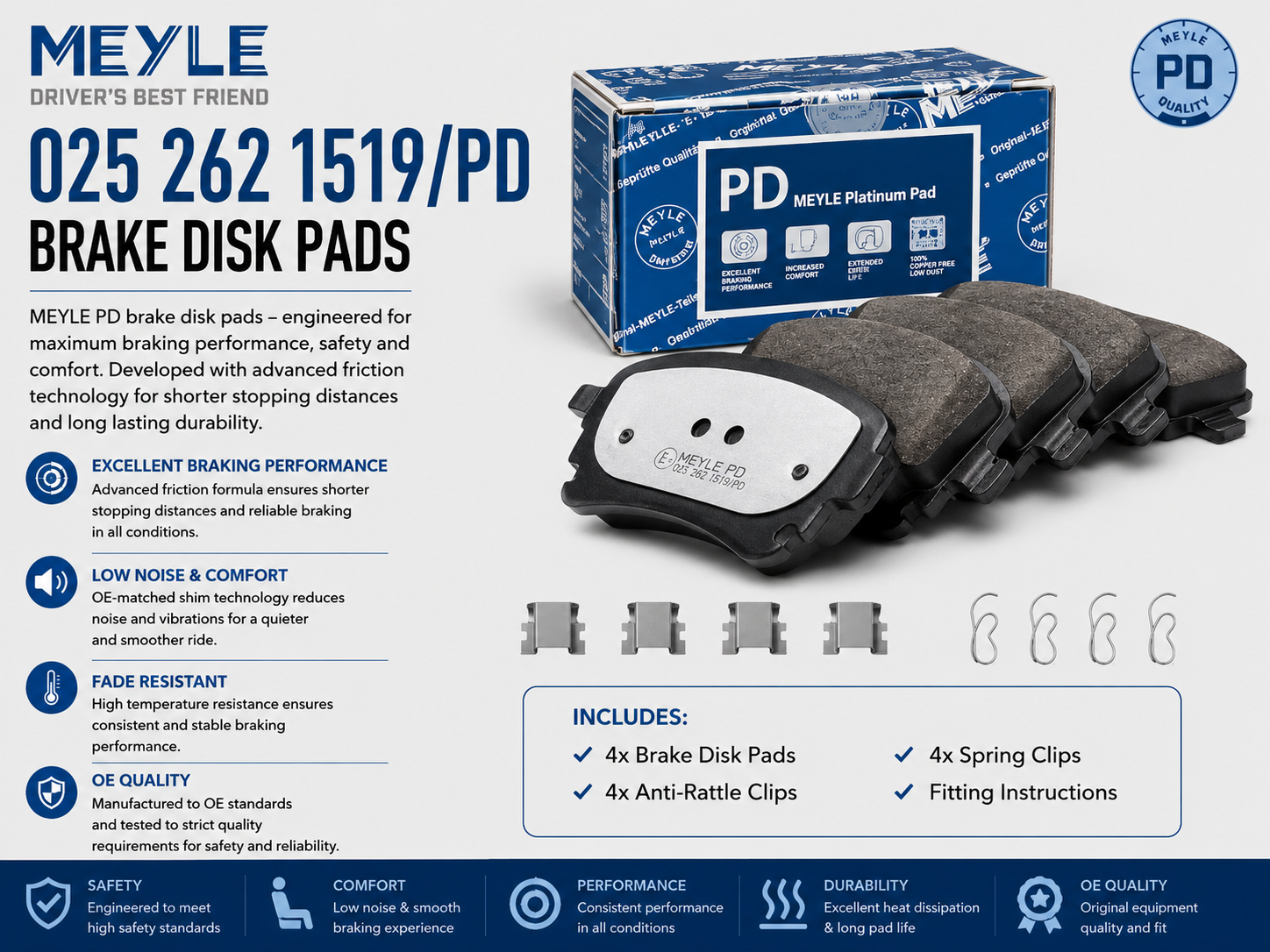 MEYLE 025 262 1519/PD Brakes, Brake Disk Pads