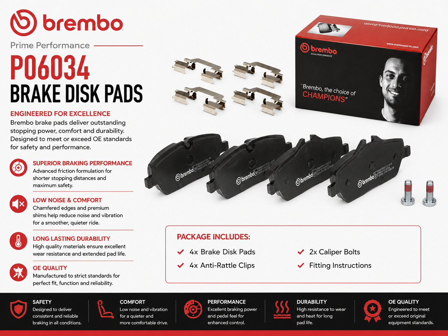 BREMBO P06034 Brakes, Brake Disk Pads