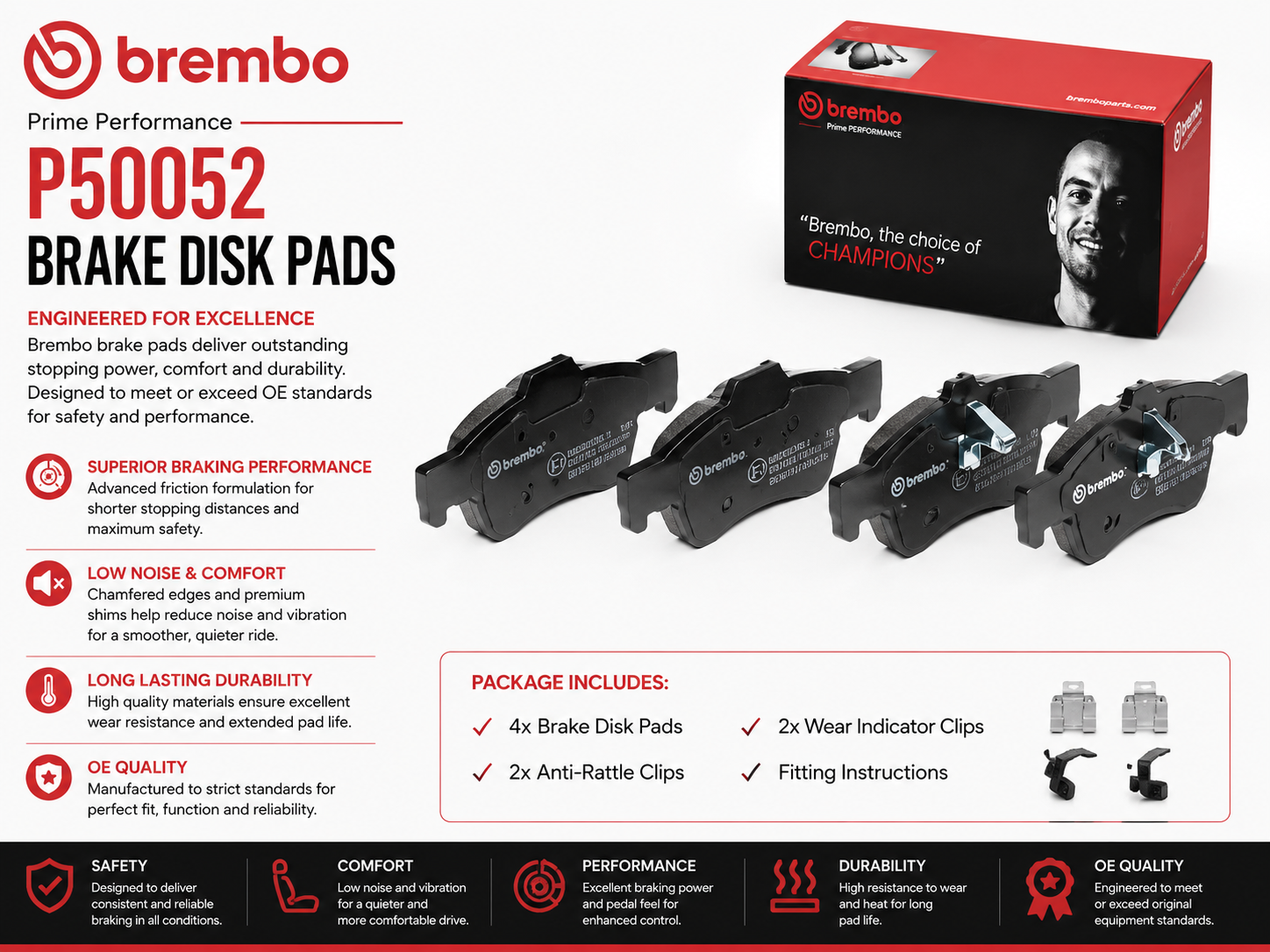 BREMBO P50052 Brakes, Brake Disk Pads