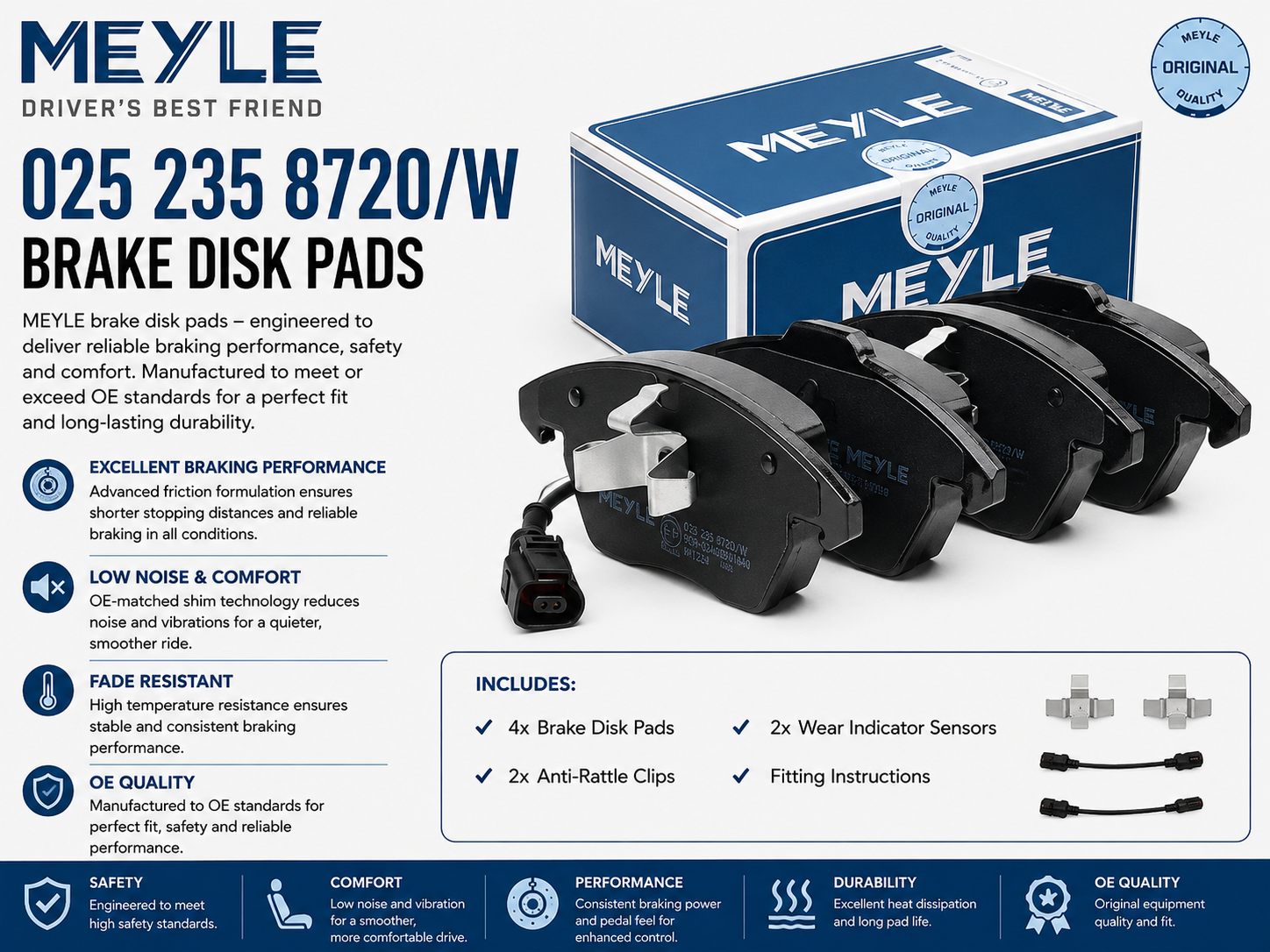 MEYLE 025 235 8720/W Brakes, Brake Disk Pads