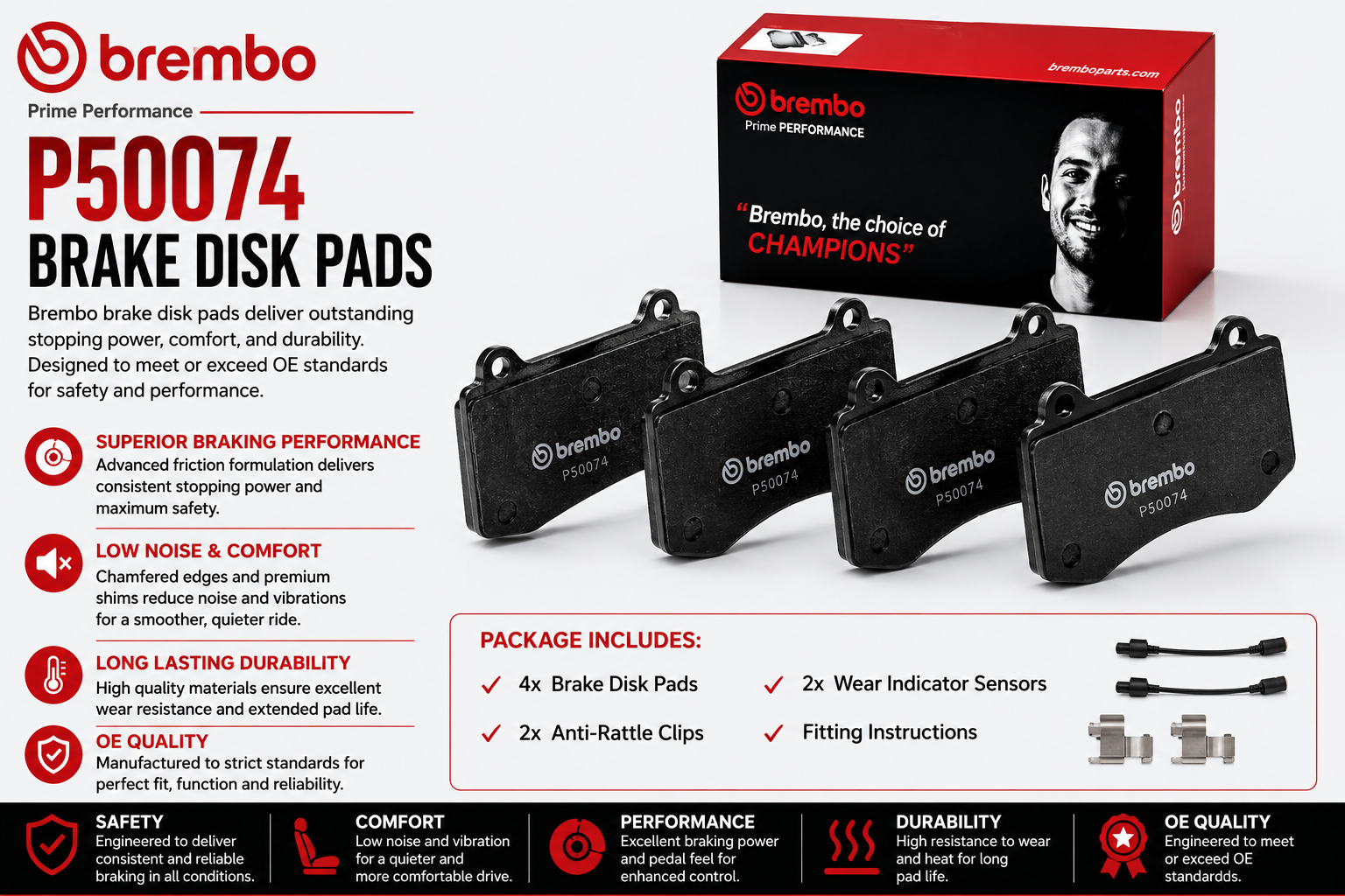 BREMBO P50074 Brakes, Brake Disk Pads