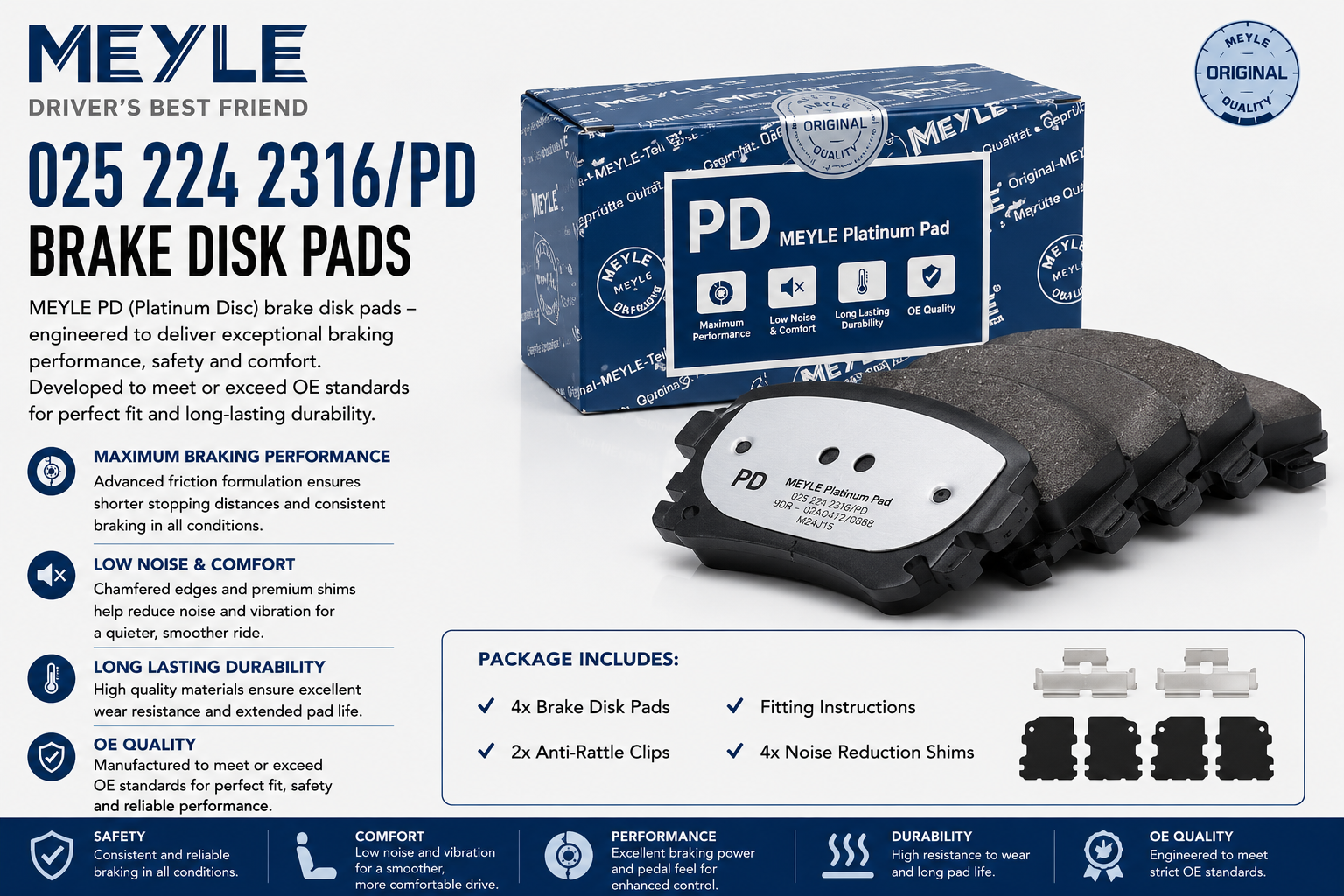 MEYLE 025 224 2316/PD Brakes, Brake Disk Pads
